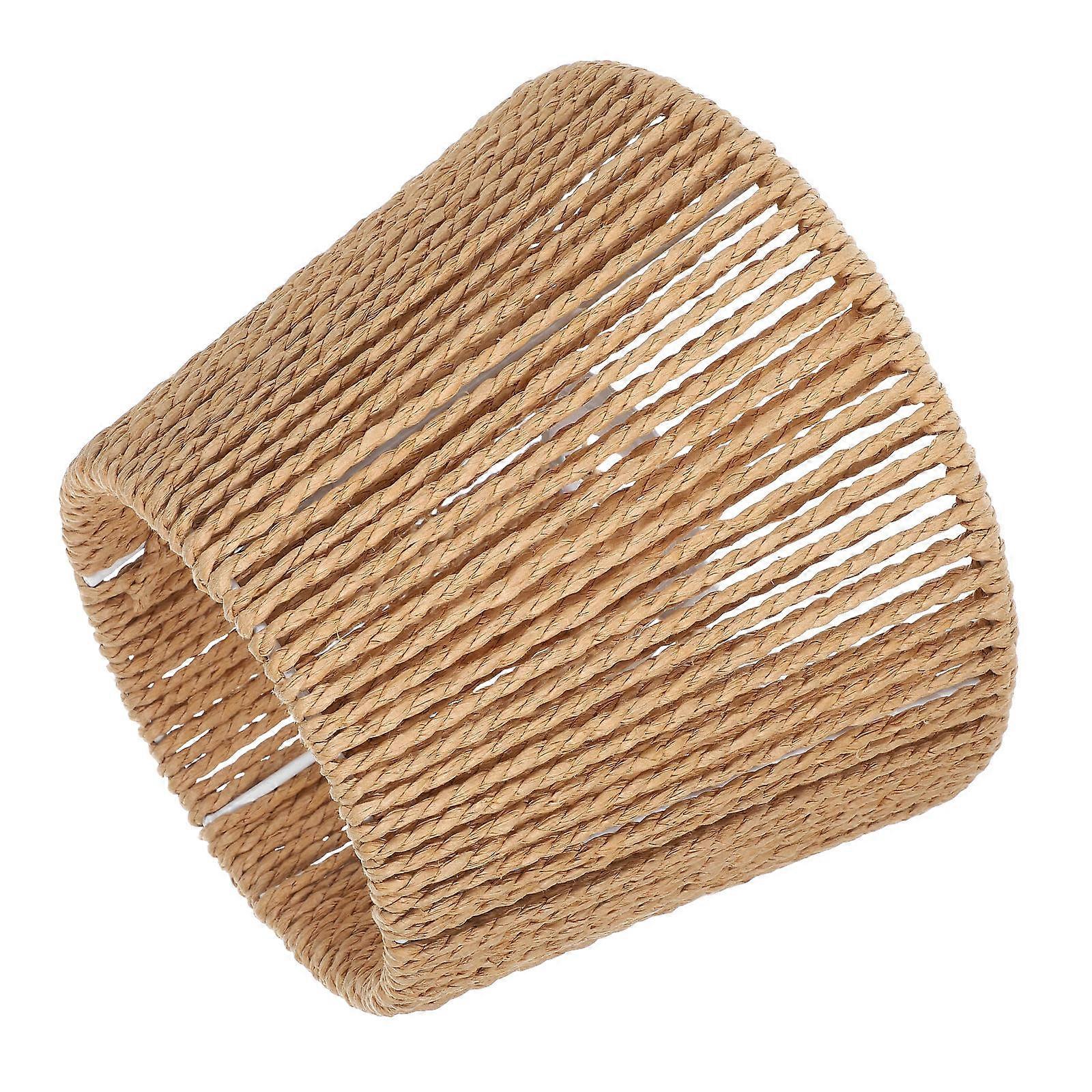 Woven Lampshade Retro Lampshade Hanging Ceiling Light Shade Office Lampshade Cylindrical Brown 17.50x13.50x12.50cm Light Diffusion 1Pack