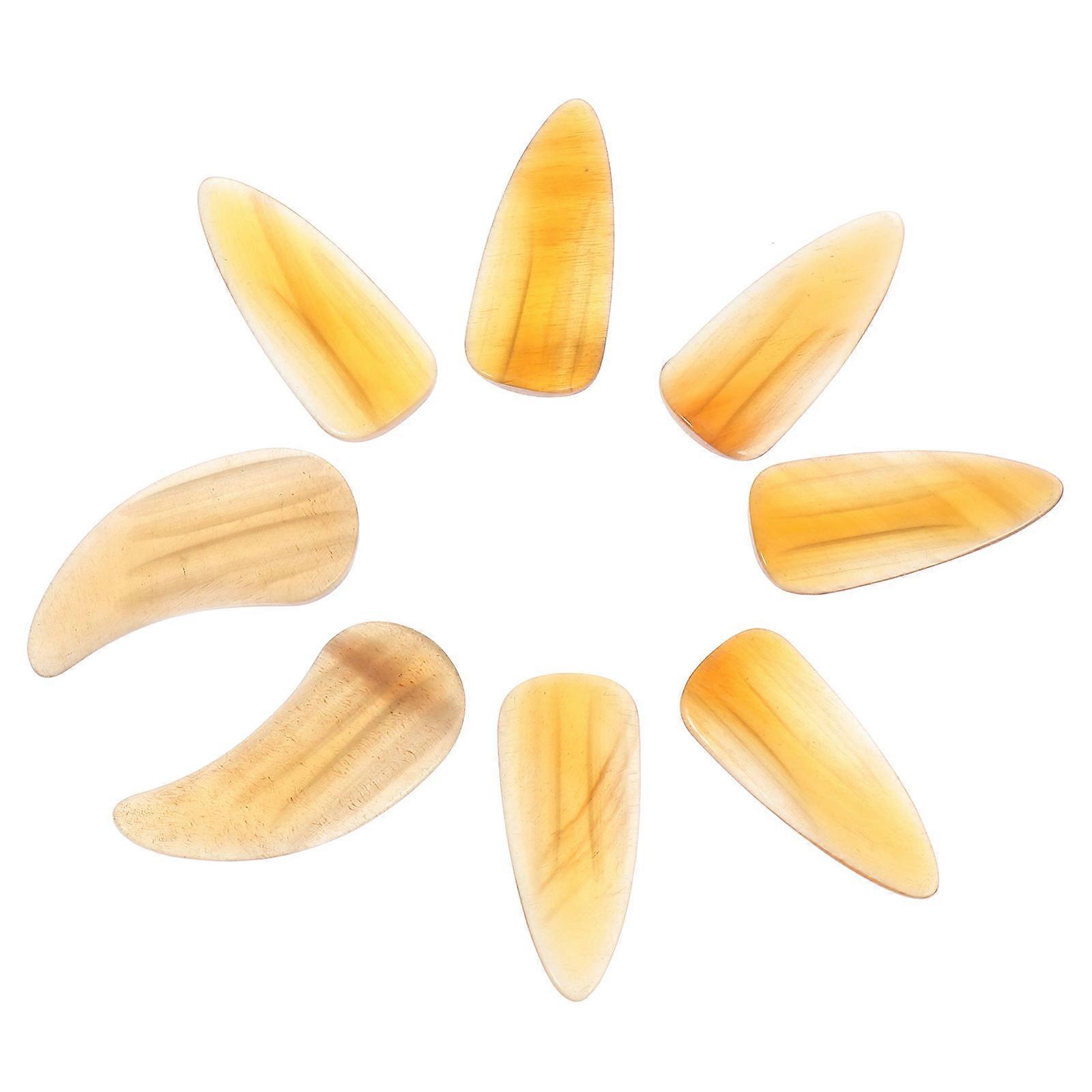 Durable Yellow Finger Picks for Playing Made of Synthetic Material with Groove Design Fits Fingers Perfectly 8 Pieces