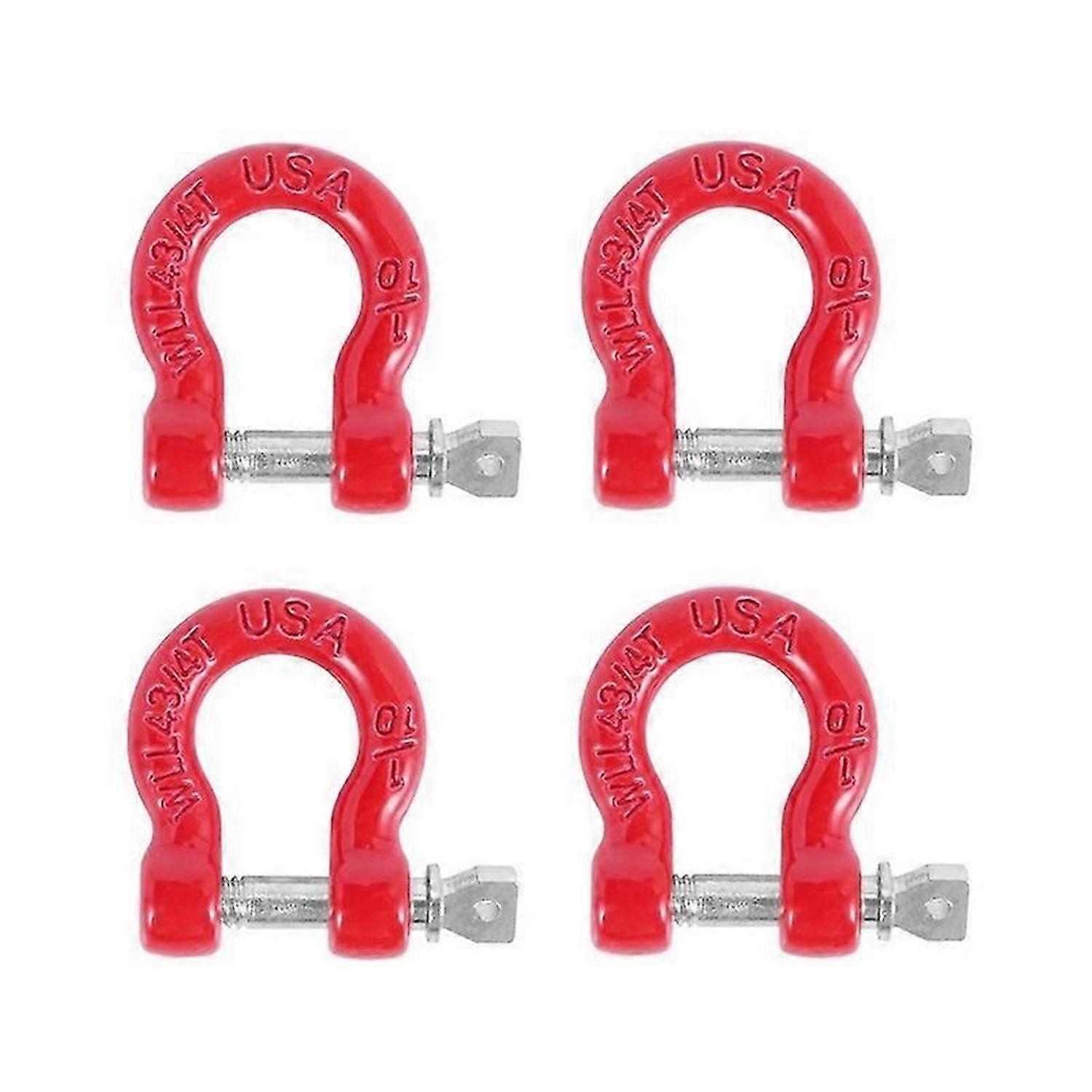 4個メタルバンパーDリングレッド牽引フックトレーラーレスキューフック1/10 RCクローラーカーTraxxas TRX4アキシャル用