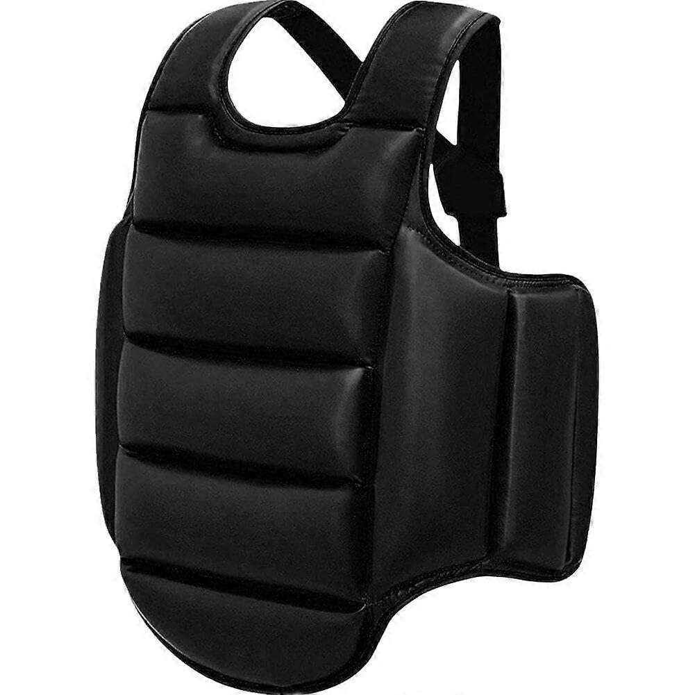 Boxing Chest Guard Kickboxing MMA Muay Thai Body Protector Adjustable Black