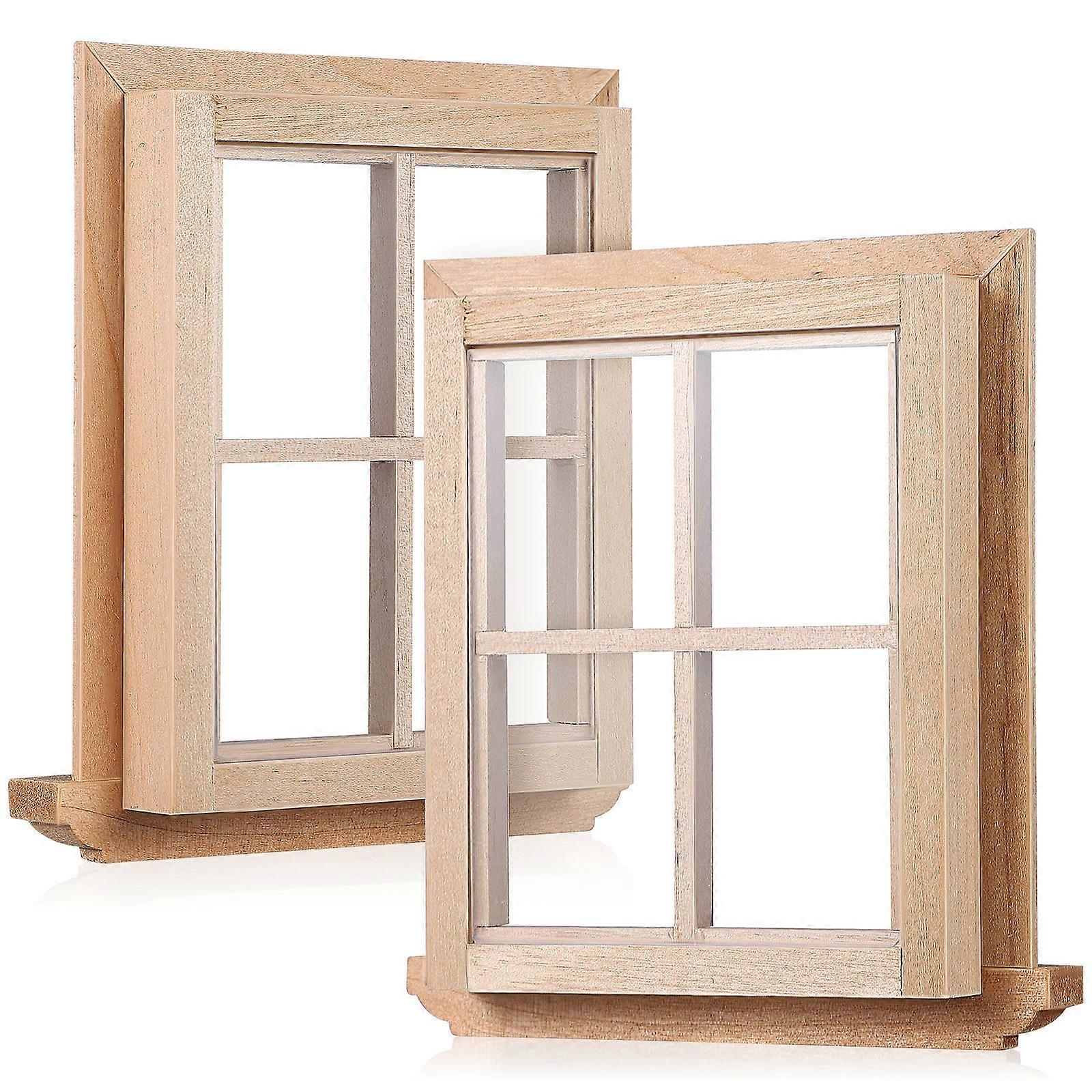 Miniature Window Pane Decorative Models 2 Pcs Beige Ideal For Children's Playtime And Furniture Shop Display
