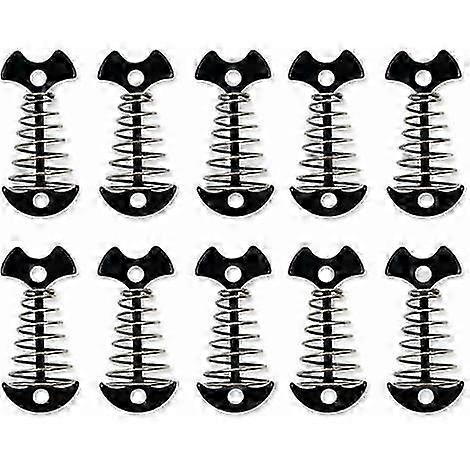 Set of 10 Anchor Pegs with Spring Loop, Tent Rope Tensioner, Windbreak, Aluminium, Suitable for Camping, Hiking (Black)