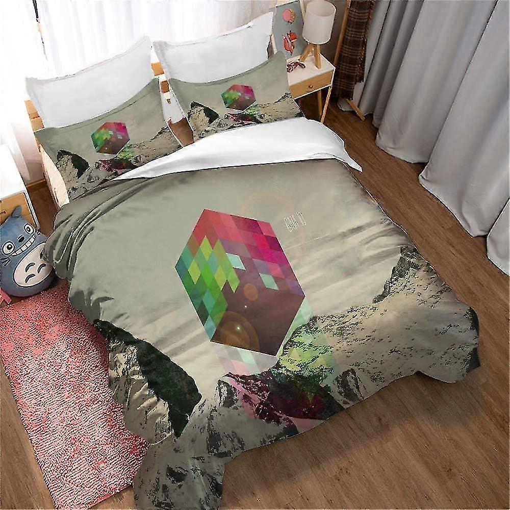 Chic Abstract Stereo Bedding Set Digital Print Realistic Comforter Cover Shams Zipper Ultra Soft Microfiber