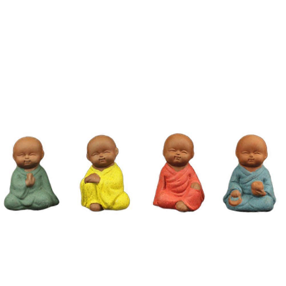 Zen Monk Craft Desktop Ornament for Decoration 4Pcs Mixed Style