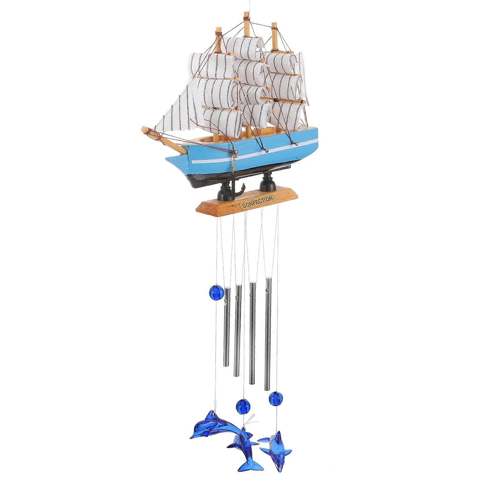 Garden Decorations Boat Shape Wind Chime Pendant Indoor Decoration 30x13cm Hanging Bells Decoration 1 Set