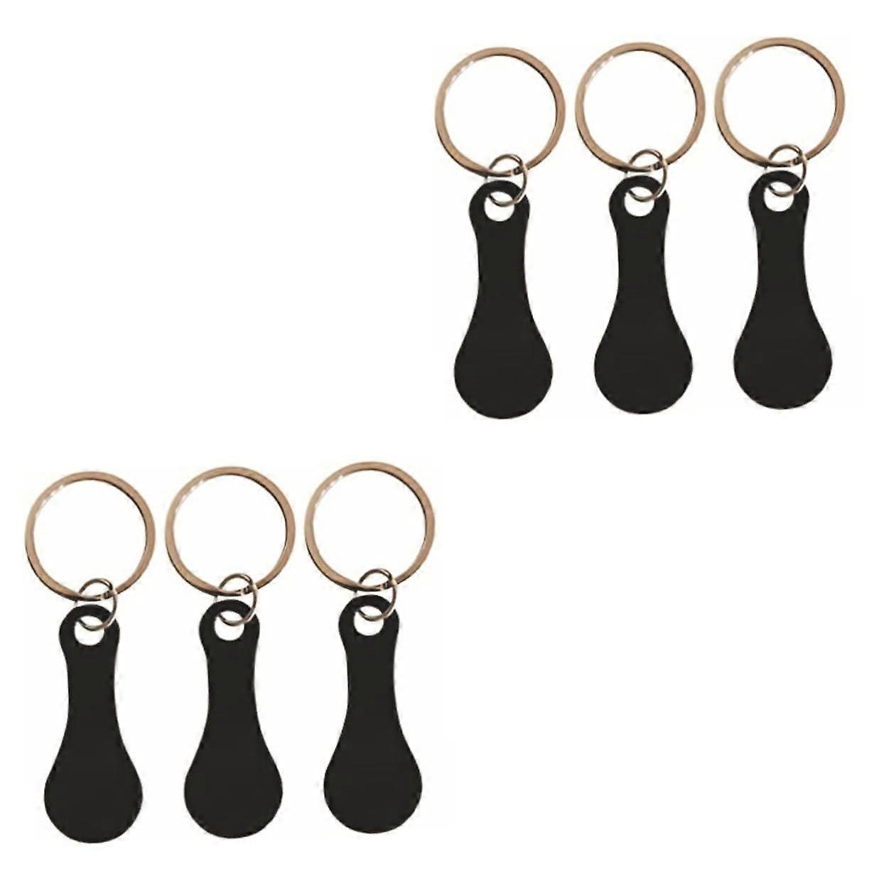 Trolley Token Black Stainless Steel 2 Sets 3-Piece Per Set Keyring Token Shopping Cart Coin