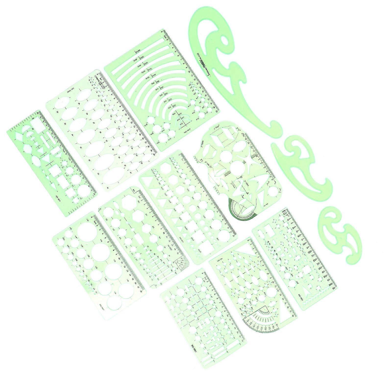 13 Piece Geometry Ruler Set – Multi Purpose Drawing Stencils for Students, Artists & Professionals – Versatile Measuring Templates for Home, School &