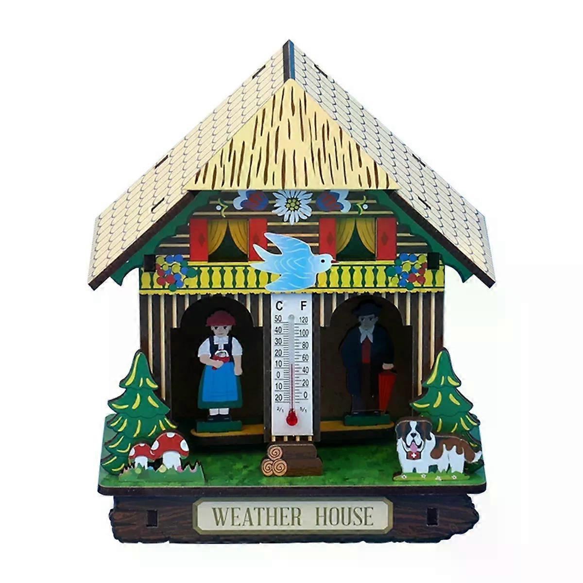 Sunny Rainy Box Indoor Accurate Thermometer Home Barometer House Hygrometer Plastic Hanging Weather Woman Clock