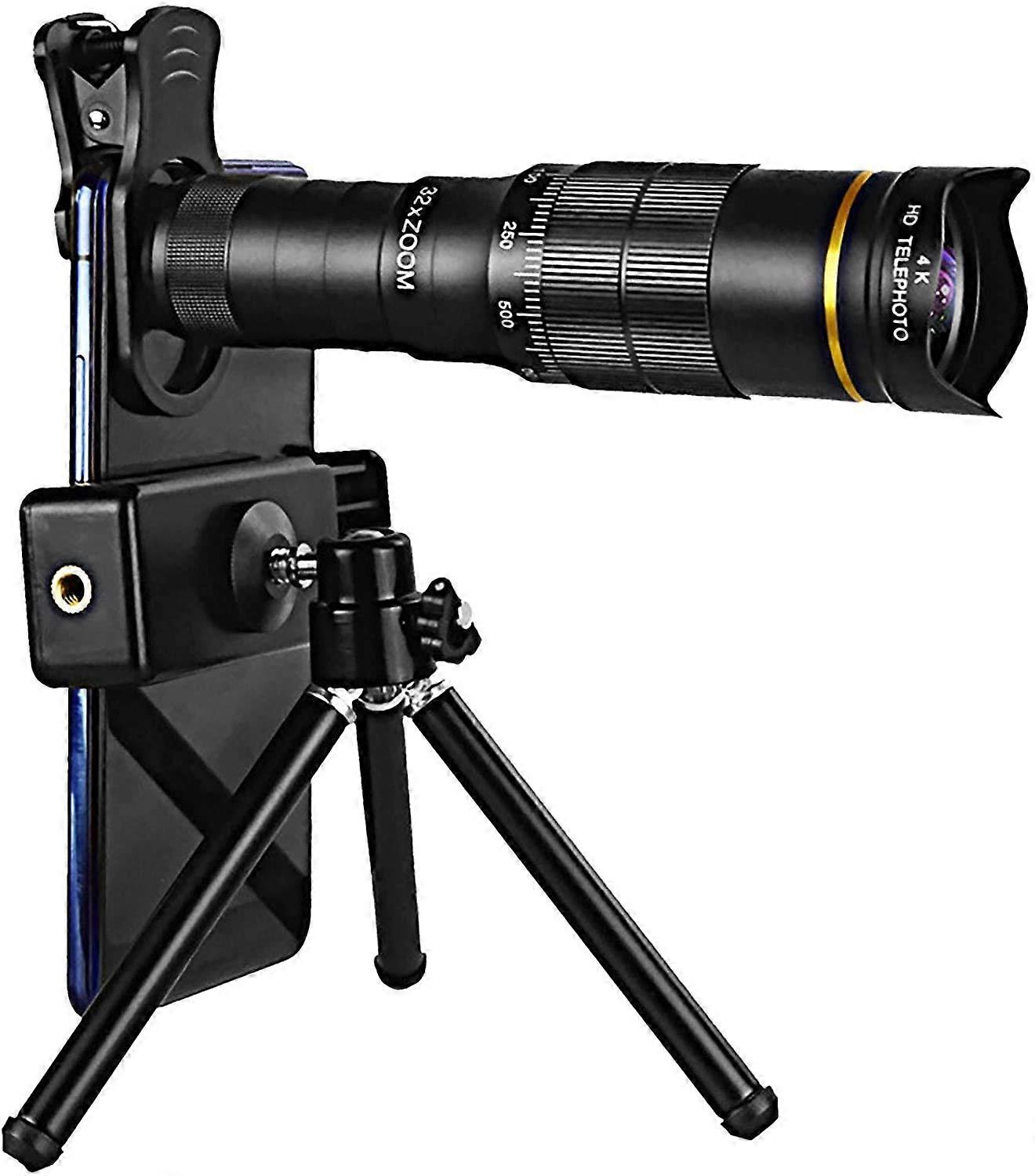 Portable Monocular Telescope 4K with BAK4 Prism, Smartphone Clip Tripod