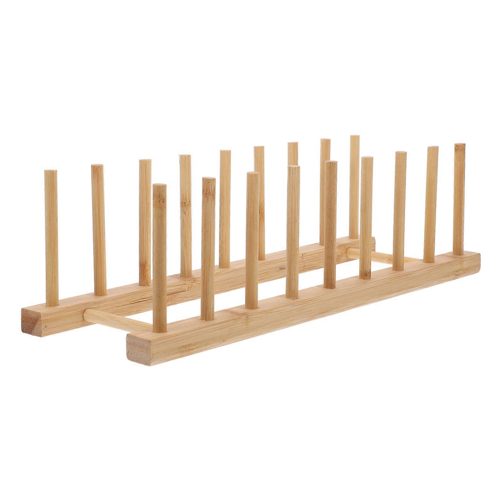Over The Sink Dish Drying Rack Multi-Function Vertical Plate Holder Stylish Design Stable Sturdy Bamboo Material 1Pcs