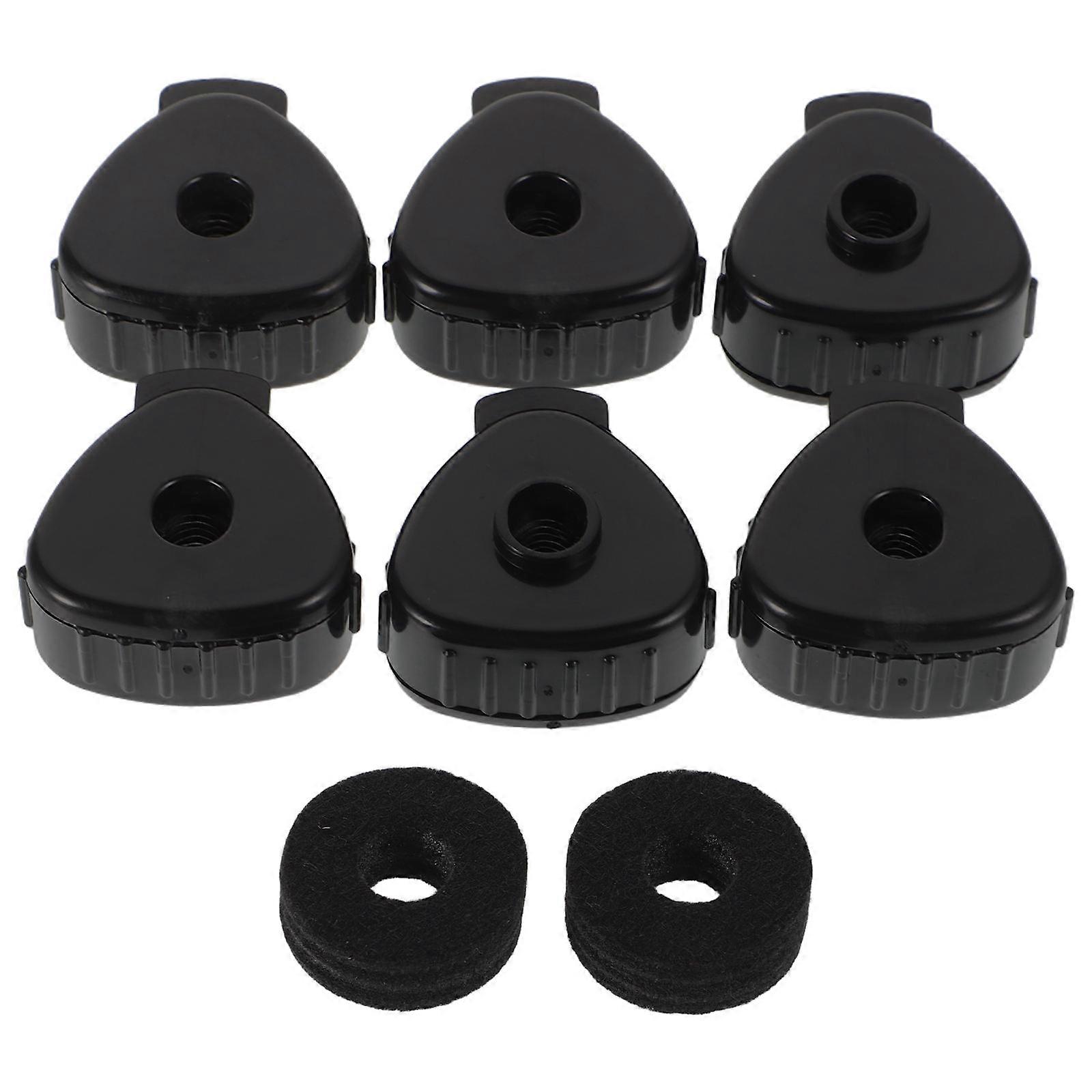 6pcs Black Plastic Cymbal Nuts with Cotton Cushion Quick Release Caps for Drum Kits, Compatible with Splash Cymbals and Other Percussion Instruments