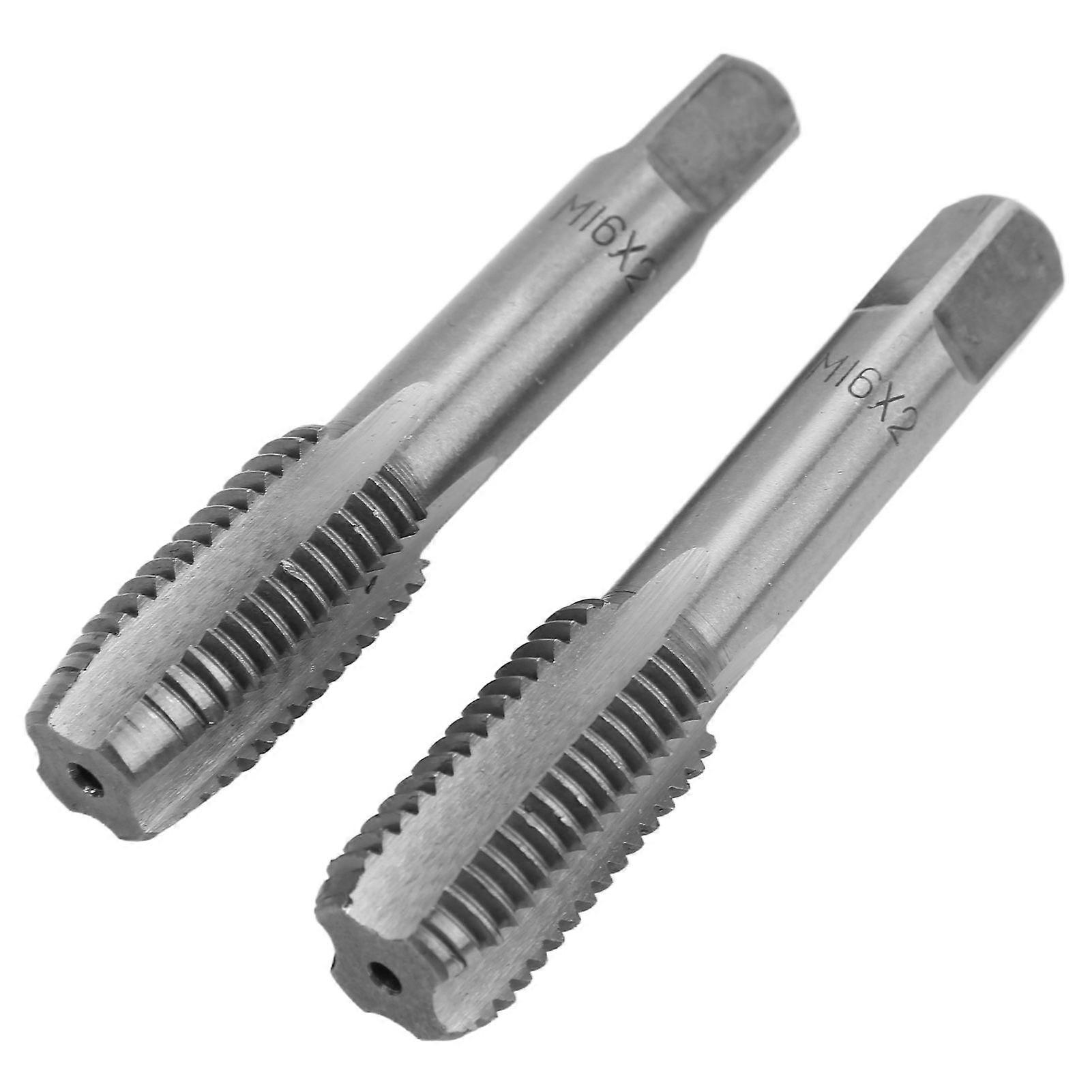 2pcs High Speed Steel Metric Thread Tap Straight Flutes Thread Tapping Tool Hand Thread TapM16x2.0