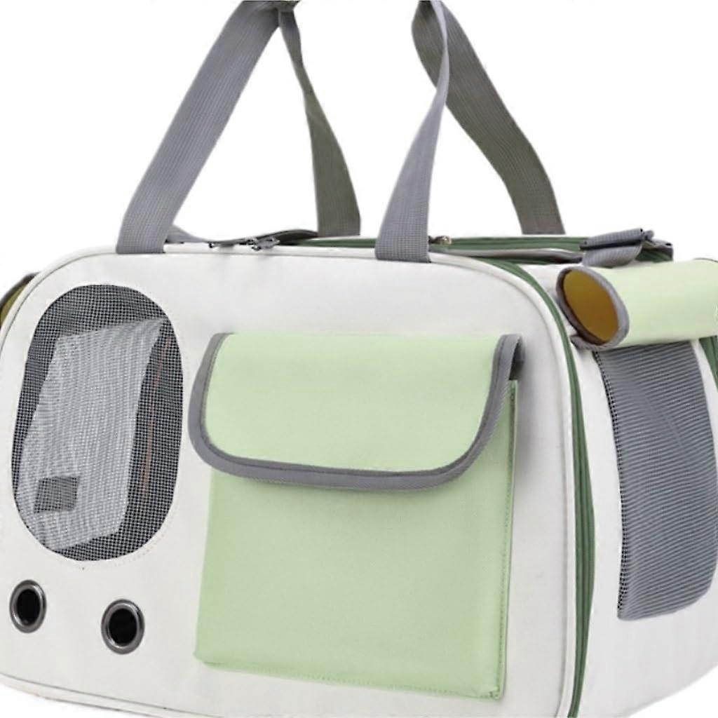 Cat Bag Ventilated Pet Carrier Transparent Shoulder Bag Multifunctional Foldable Green
