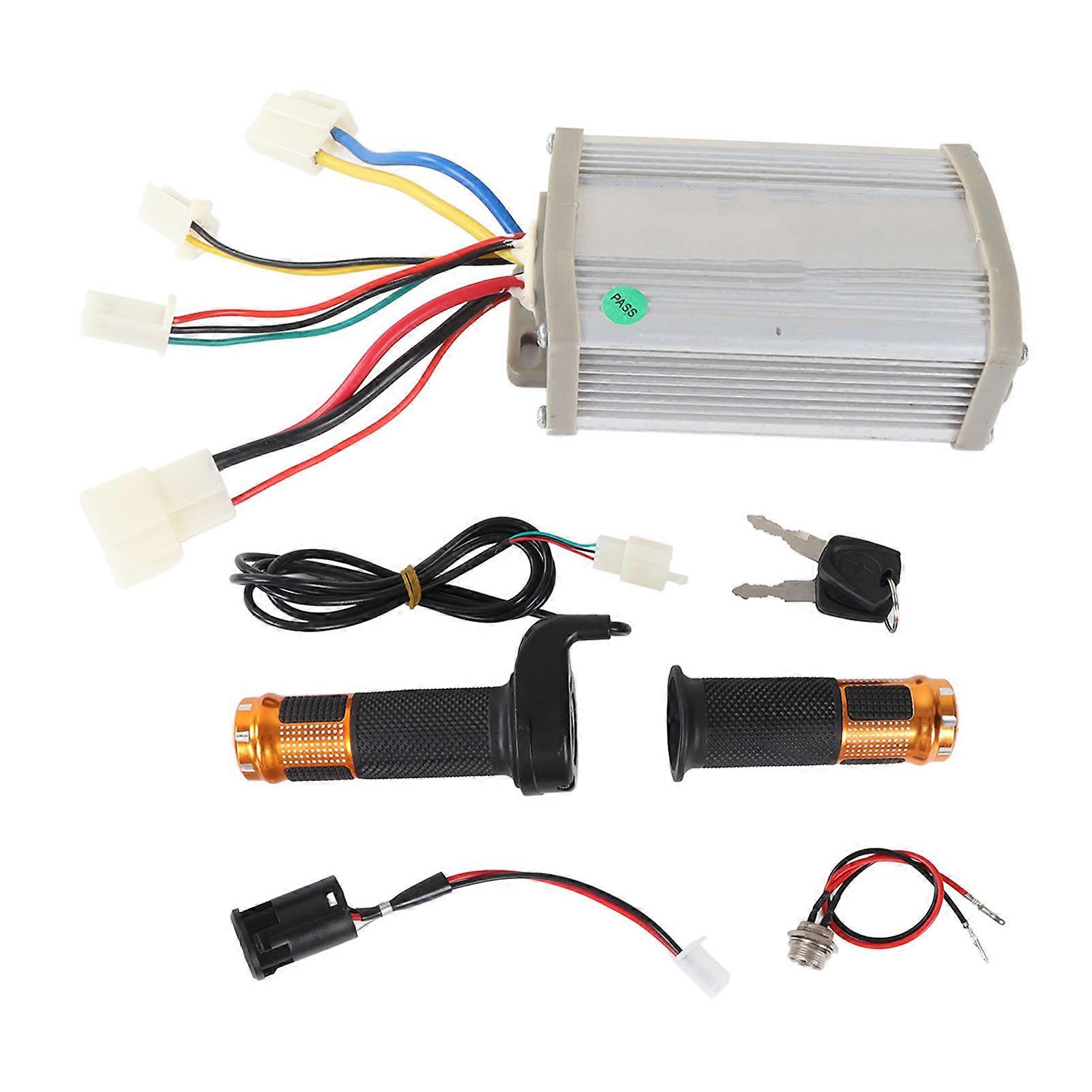 48V 800W Brushed Motor Controller Kit with Throttle Grip Lock Keys Charging Port for Electric Scooter Bike 