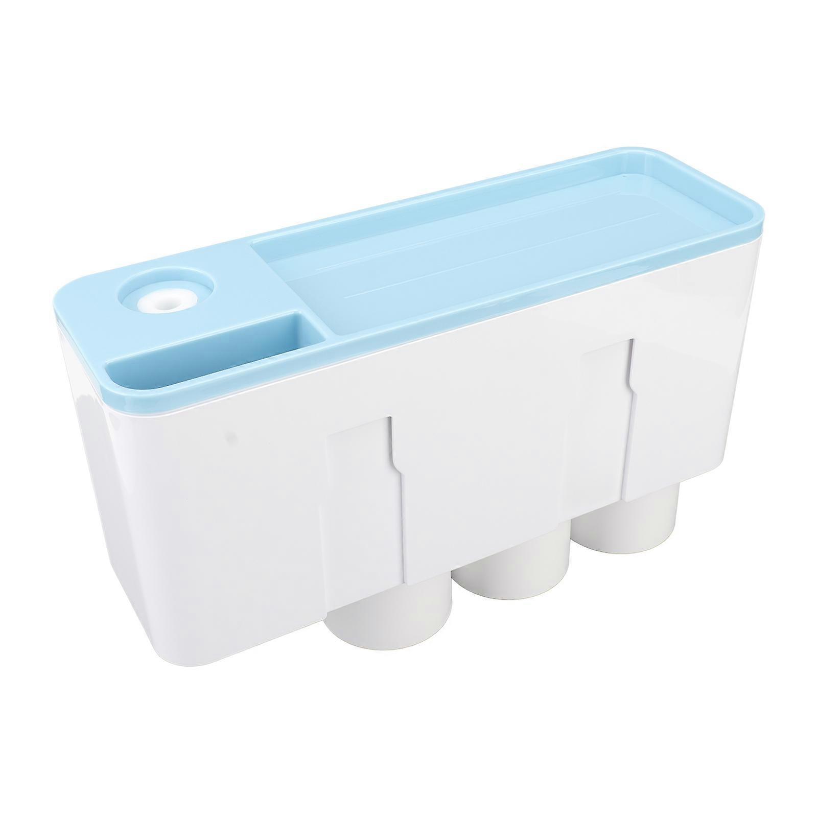 Toothpaste Dispenser Wall Mounted Toothpaste Dispenser Squeezer Kit for Bathroom Accessories Three Cups, Blue 