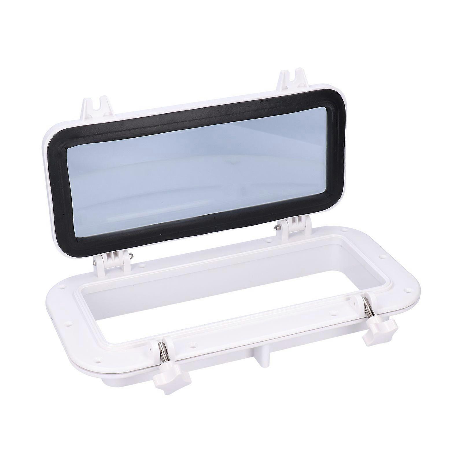 Rechteckiges Portlicht gehärtetes Glas Öffnungsfenster für Marineboot-Yacht RV Weiß 15-3/4 x 7-7/8in