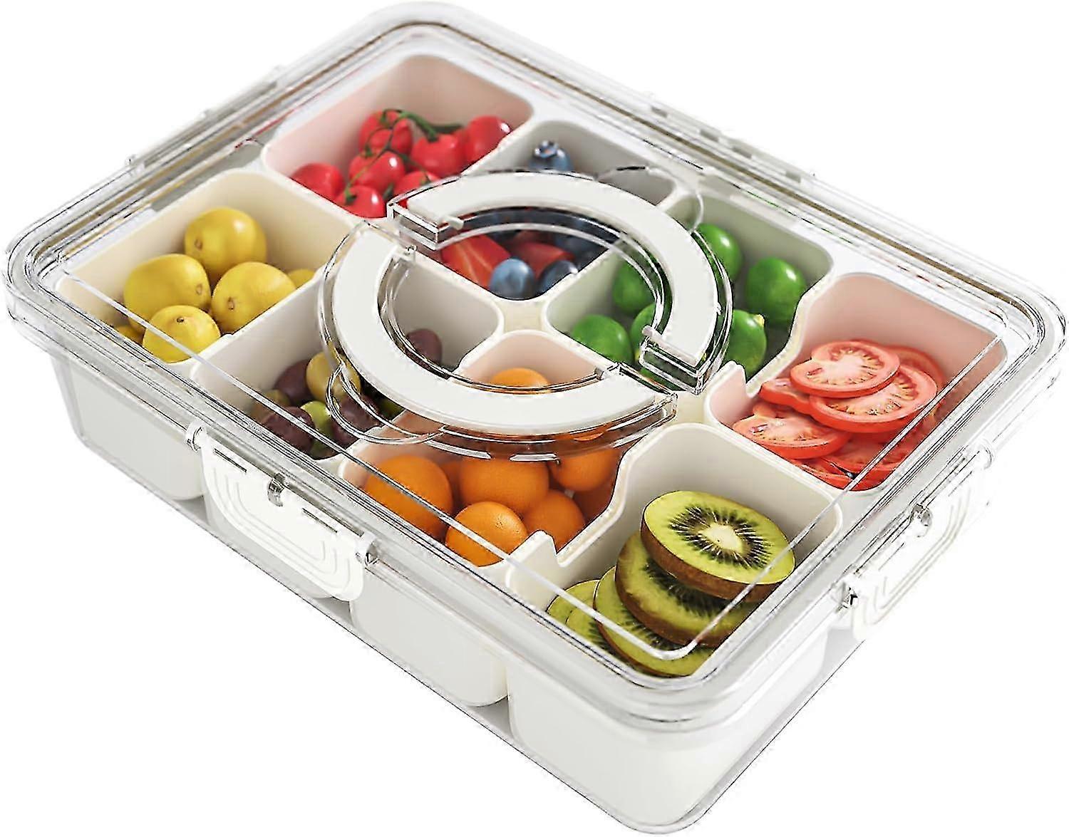 Snackle Box Behälter, geteiltes Serviertablett mit Deckel und Griff, Reise-Snackbox, Mehrzweck-Foo