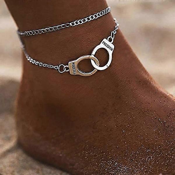 Gold silver handcuffs anklet pair beach anklet foot chain silver