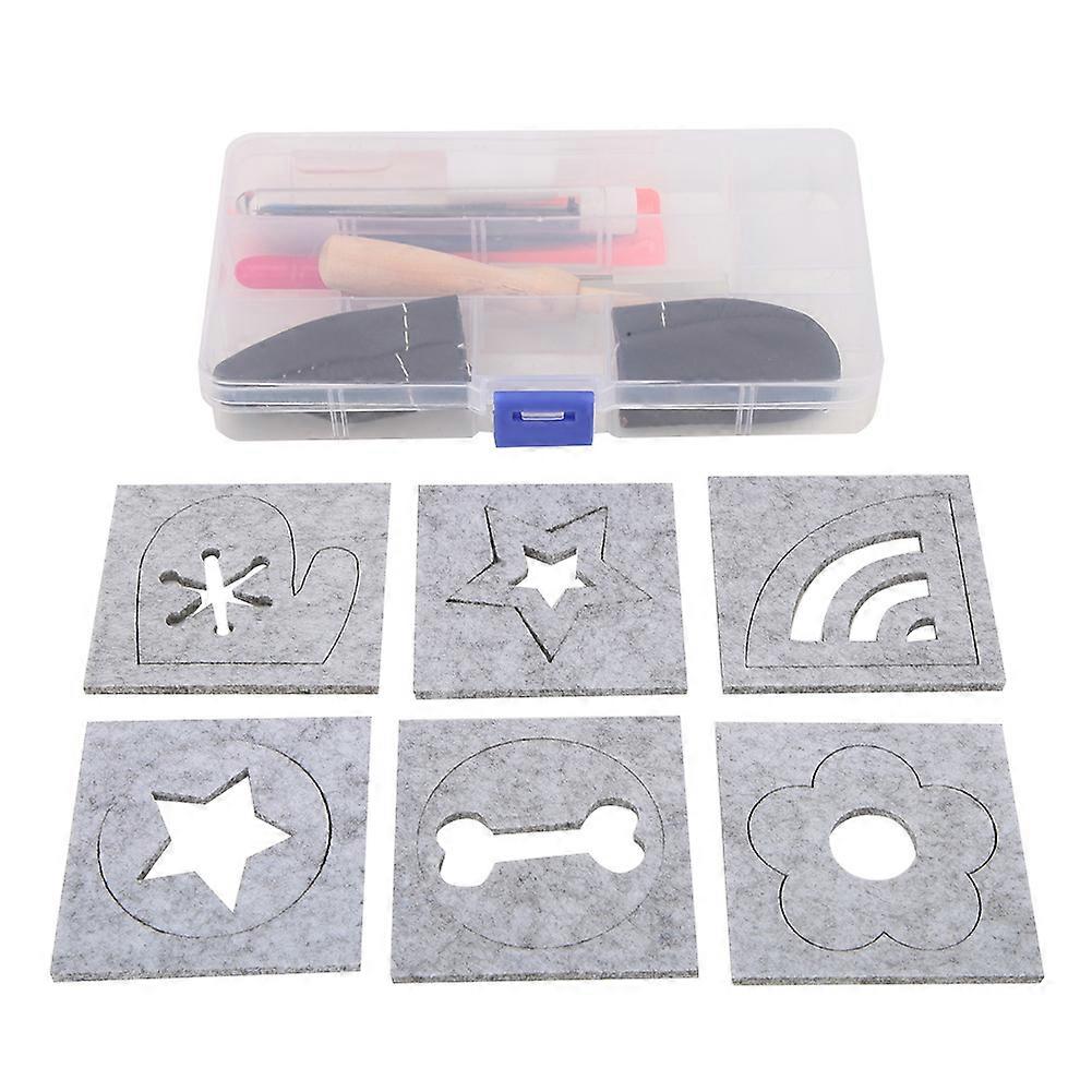DIY HandCraft Wool Felting Tool Set Needle Felting Craft with 6 Mold Scissors Awl Tool Kit