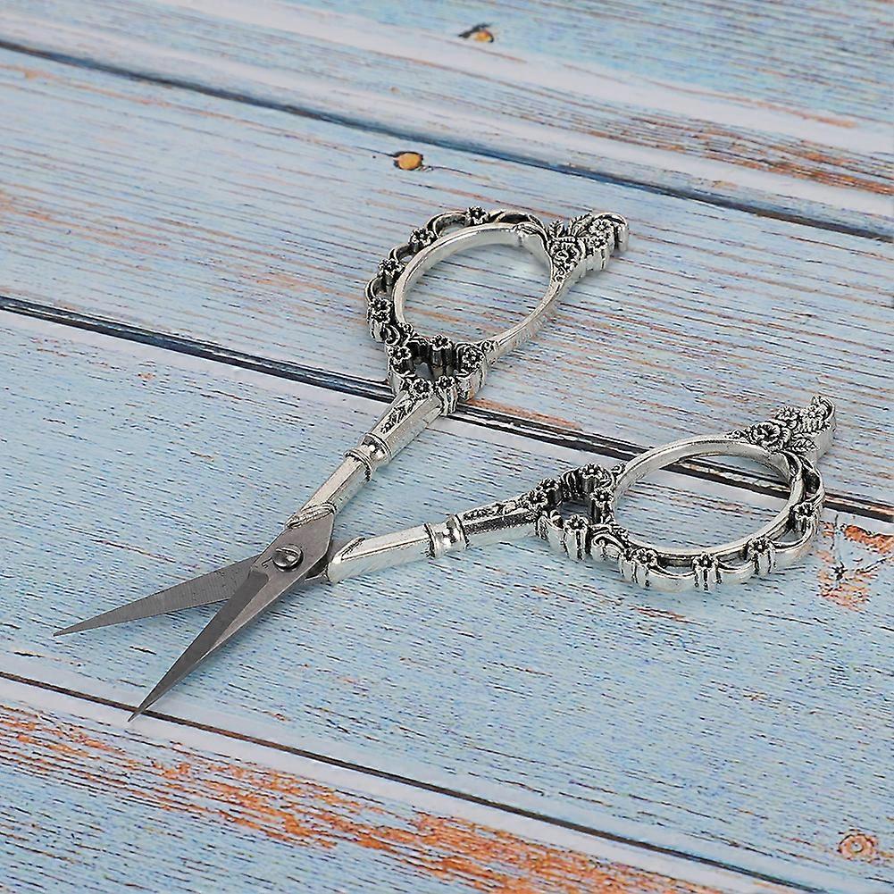 Vintage Scissors Flower Pattern Needlework Cutting Paper DIY Sewing CraftsSilver