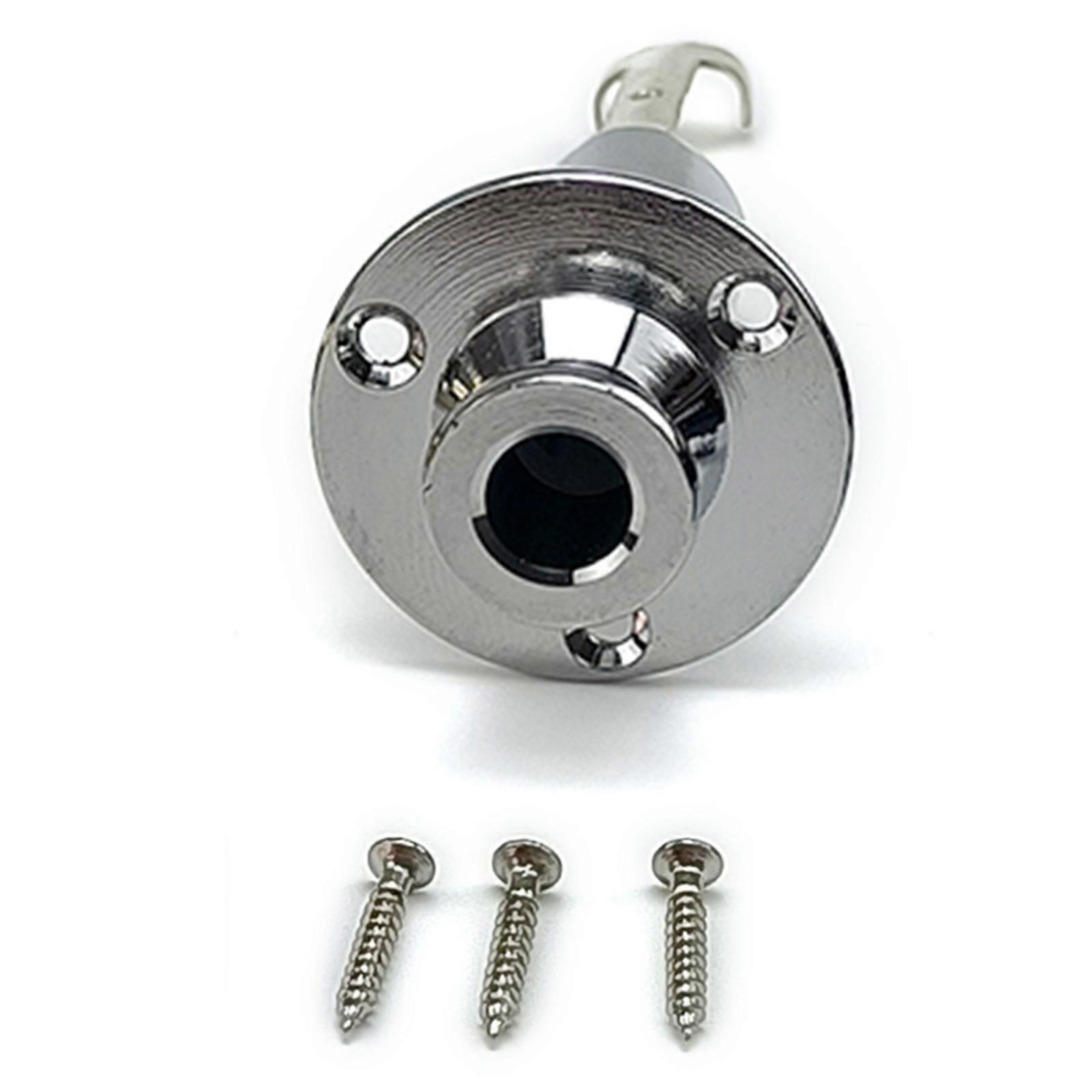 1set Acoustic Electric Guitar Mono Endpin Socket Plug 6.35mm Guitar Strap Button Plug Socket End Pin Output Socket  Silver