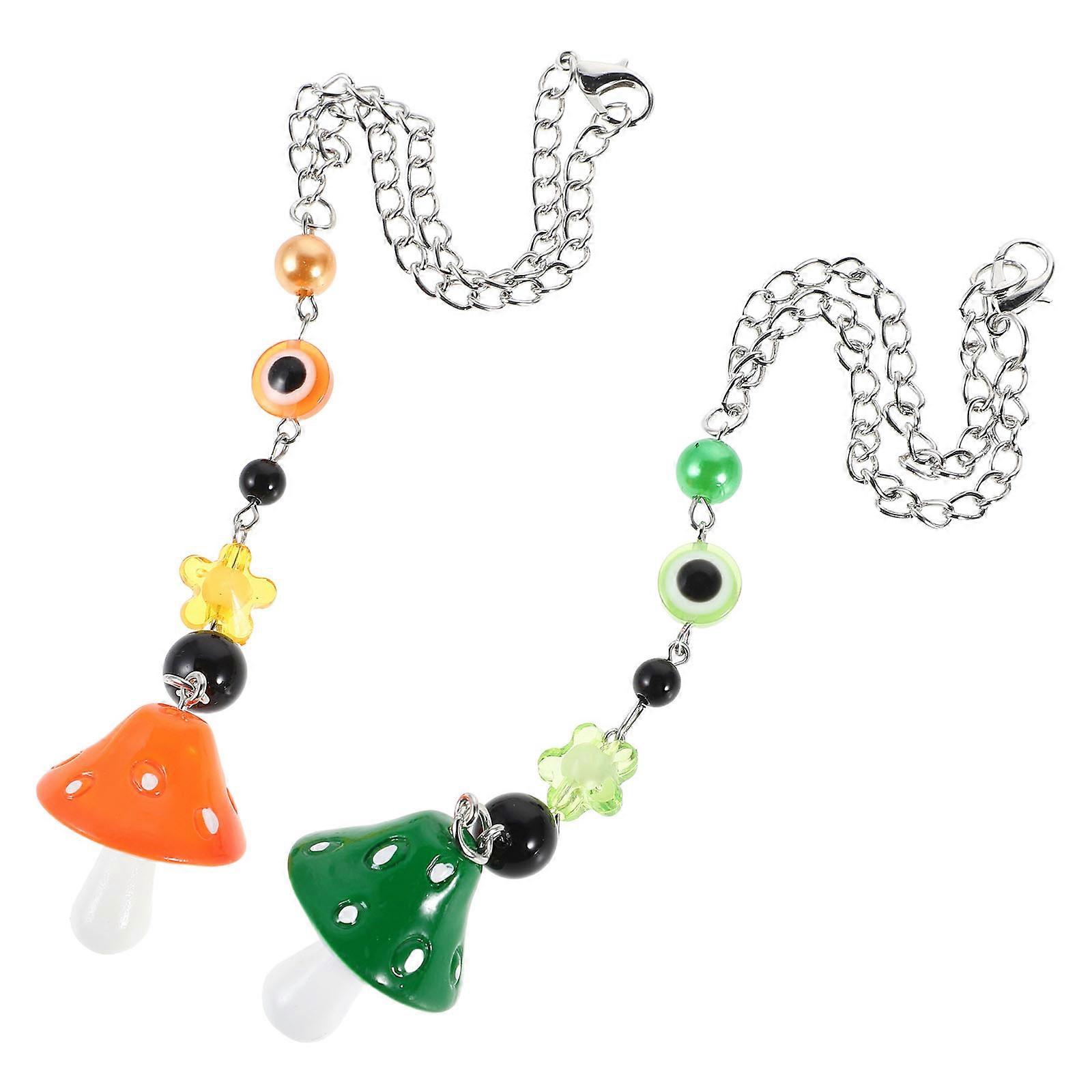 Beaded Phone Charms with Flower Chain and Mushroom Pendant – Durable Keychain Straps for Mobile Case Accessories, Cute Hanging Decorations for Car