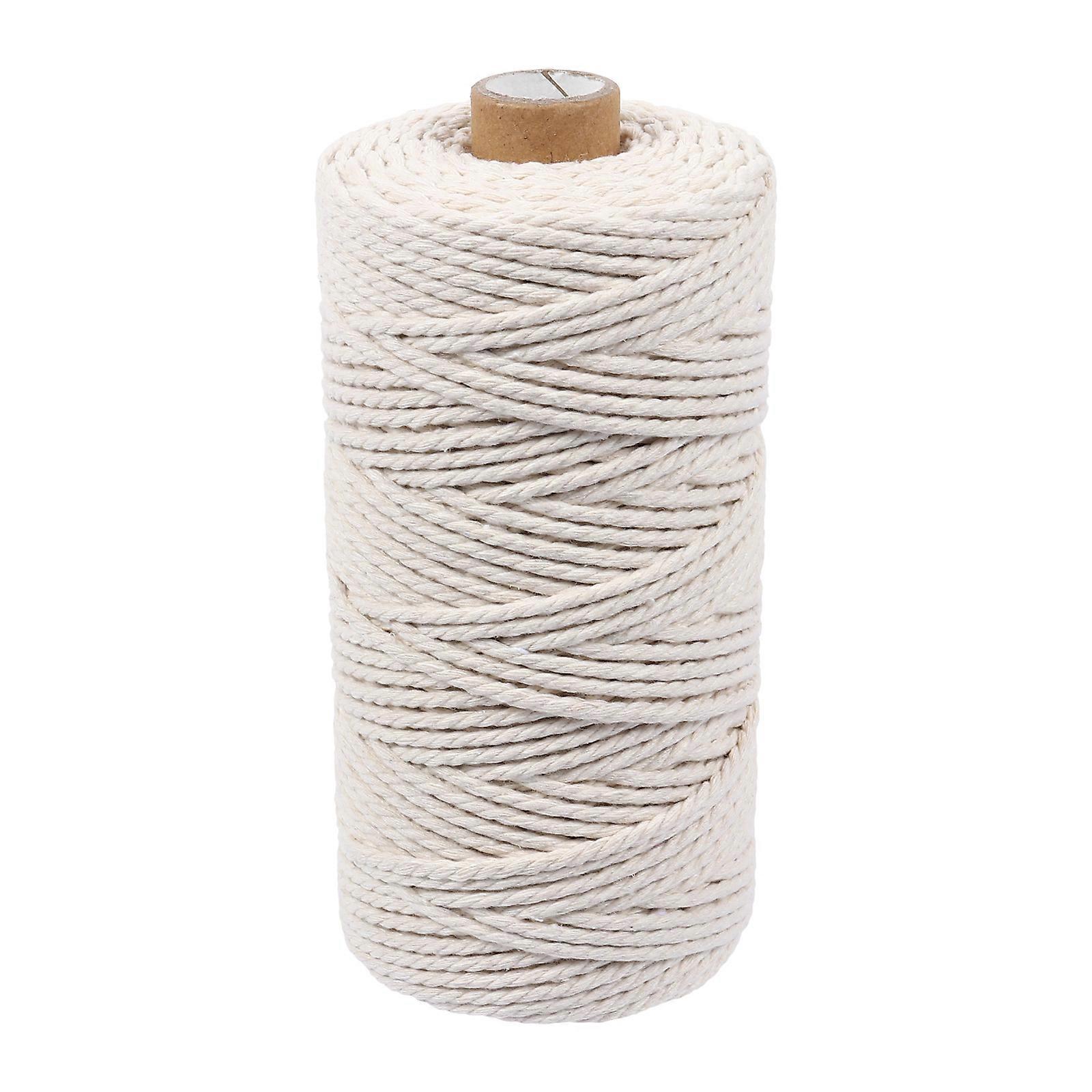 1 Roll Natural Cotton Rope for Macramé, DIY Crafts, Home Decor, Wrapping & Binding – Twisted Cotton Cord for Beginners & Experts