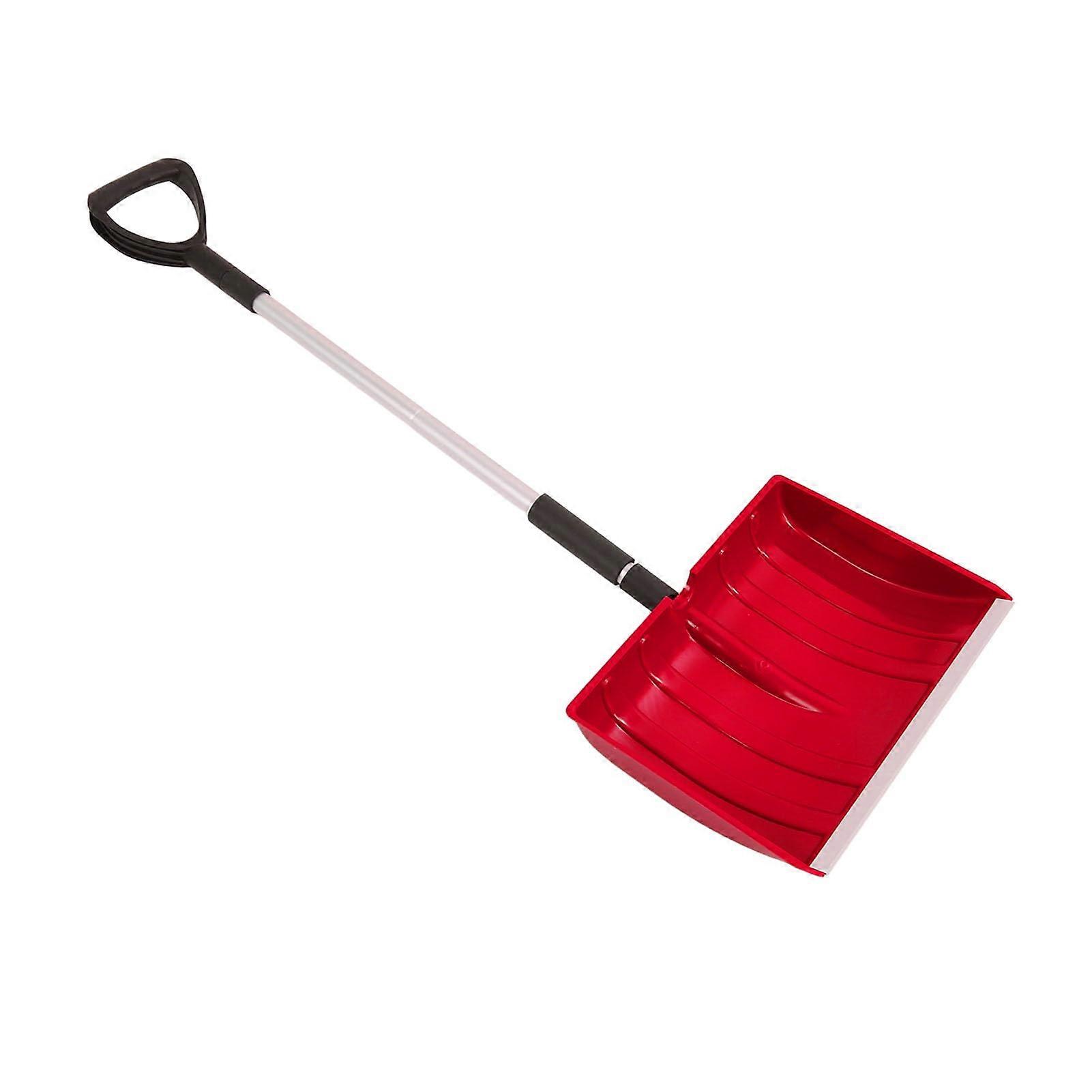 Snow Shovel - Lightweight Durable Design, Large Capacity, Adjustable Length, Portable for Camping and Vehicle Use in Red