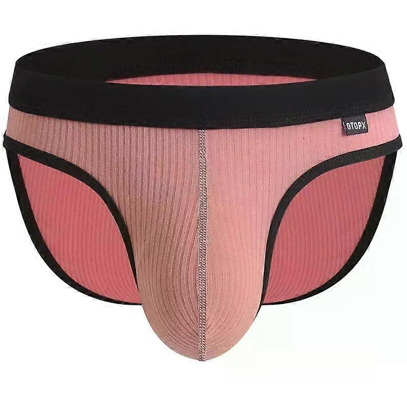 Men's Underwear Ribbed Modal Soft High Elastic Sweat Absorption Comfortable Underpants Youth Low-rise U Convex Pouch Bikini