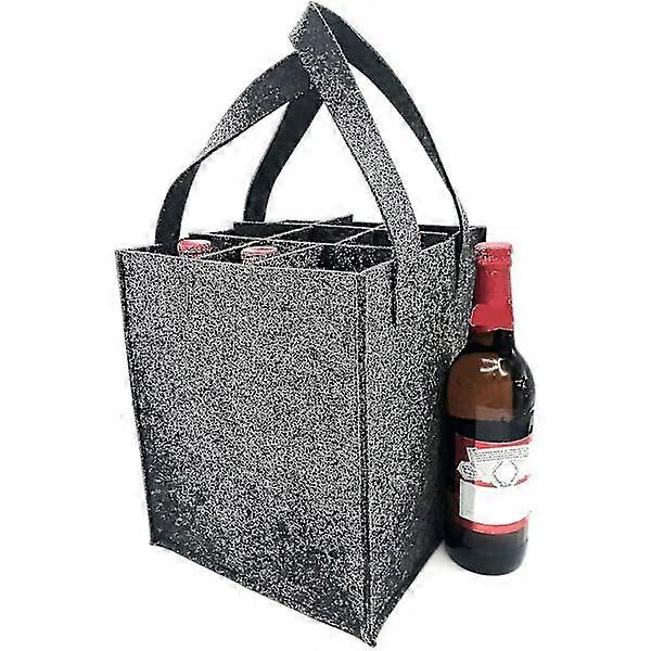 Bottle carrier, beer holder, felt bag with dividers for 9 bottles, picnic, travel, party