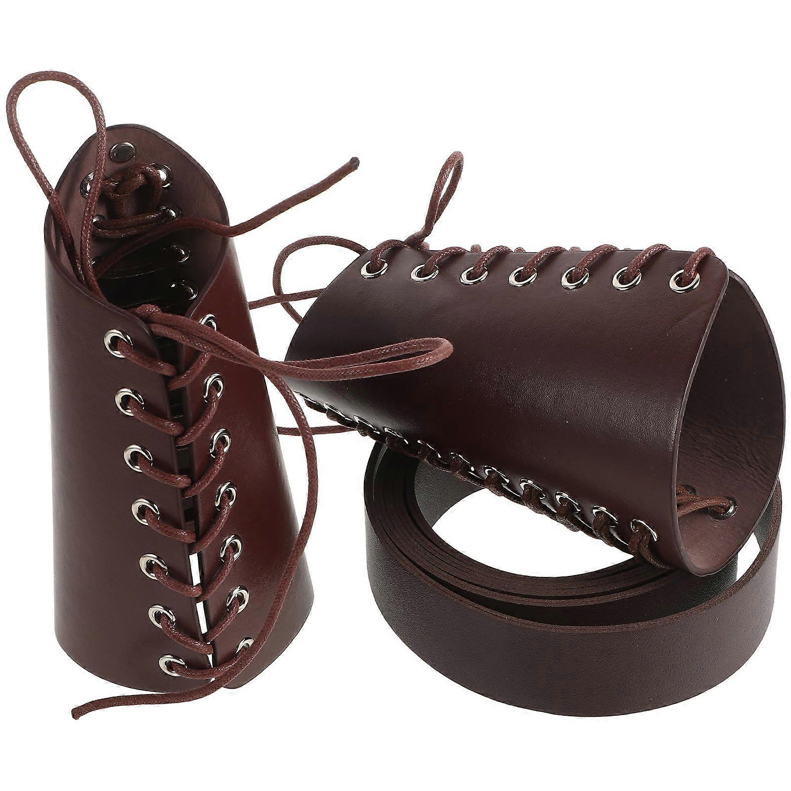 Durable Adjustable Viking Belt with Arm Guards Made of Artificial for Women Brown 70 Characters