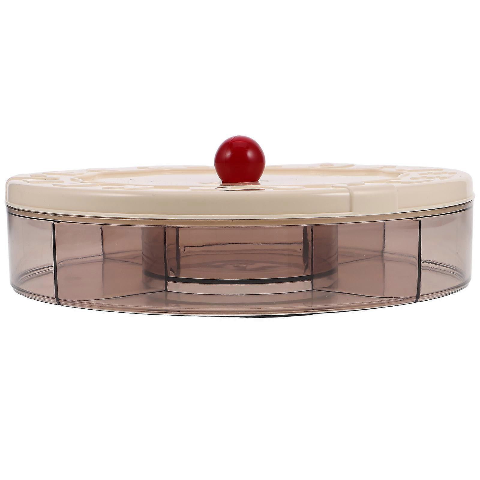 Round Snack Organizer Container With Lid For Kitchen Countertop Elegant Design Beige 1Set