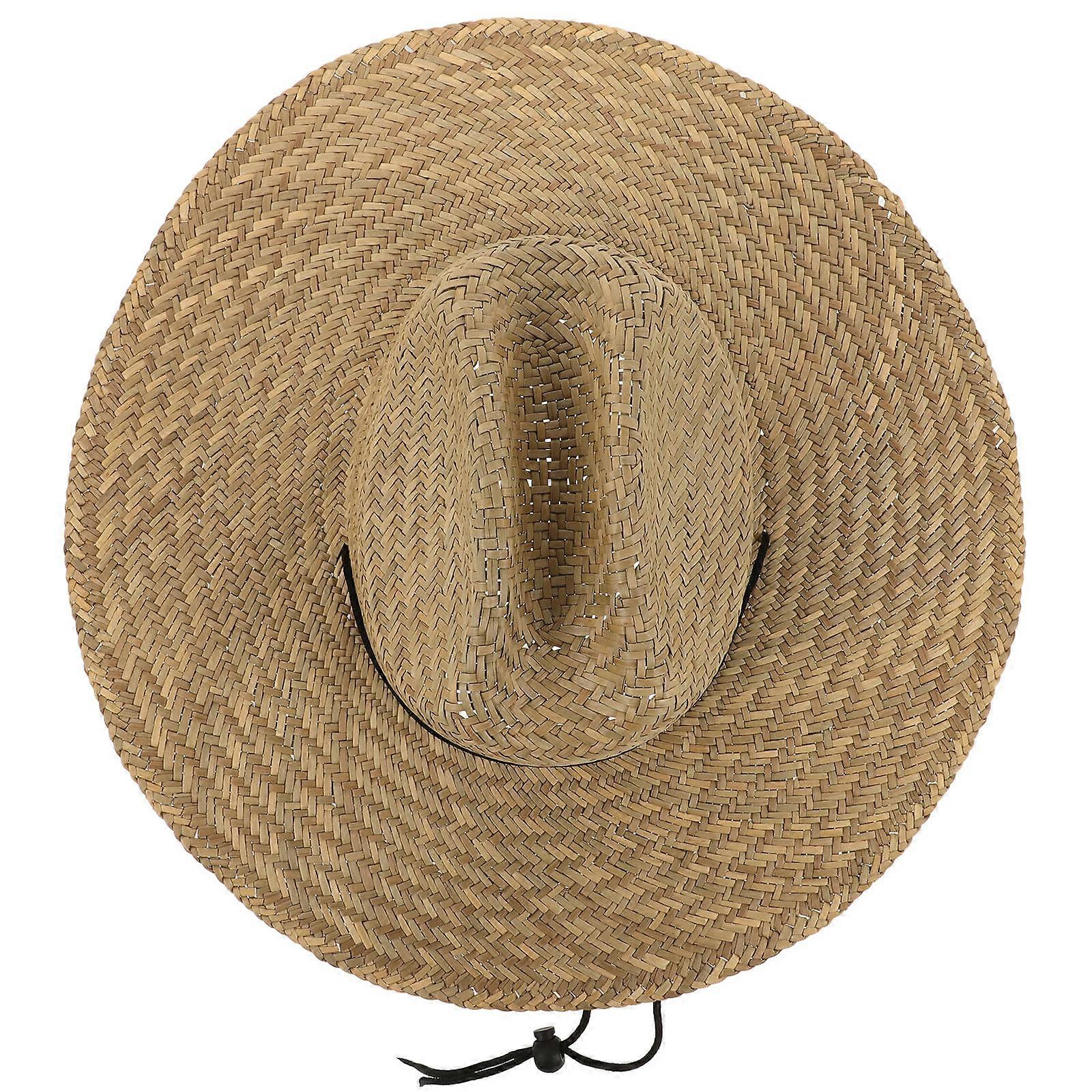 Khaki Straw Sun Hat for Men and Women with Wide Brim Maximum UV Protection and Lightweight Design