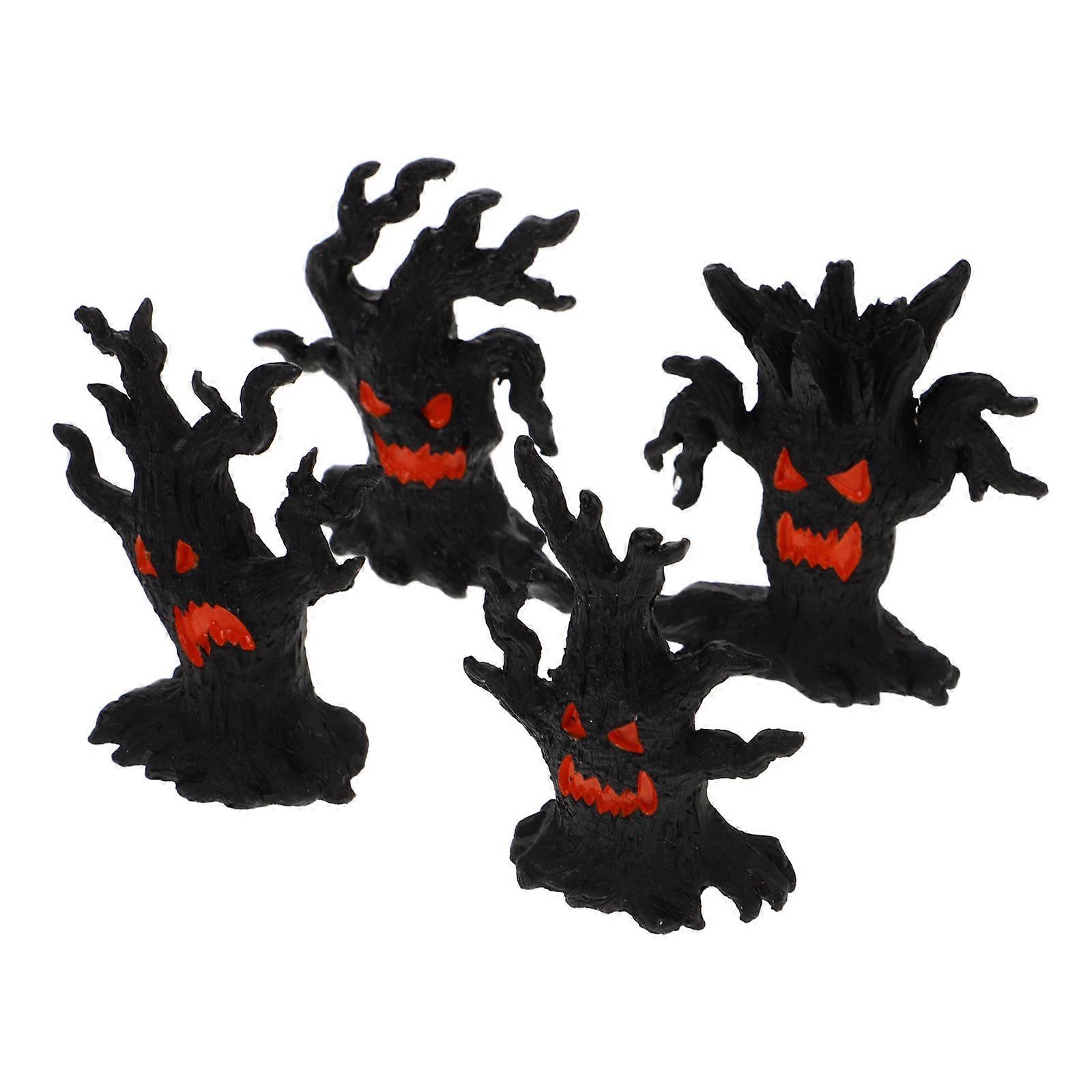 Black Resin Halloween Miniatures for Crafts and Decoration Durable Figurines 4pcs