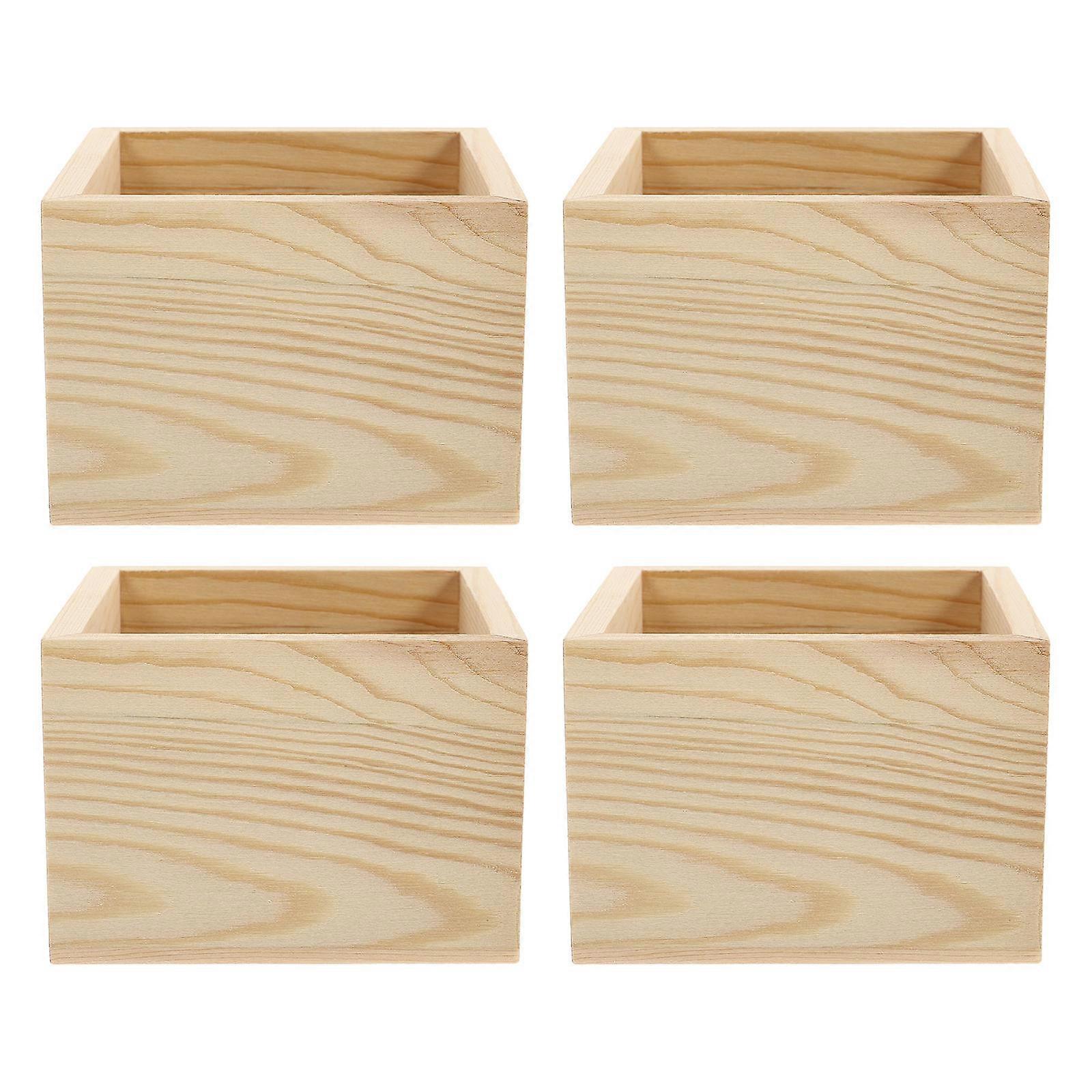 Wooden Box Gift Packing Box for Storage Use 4Pcs Containers