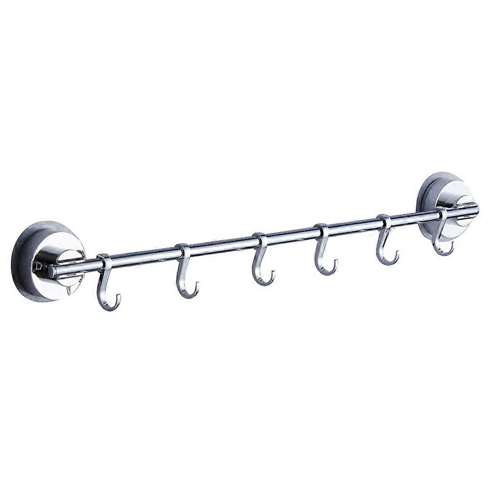 Wall Mounted Hook Rack Made of ABS and Stainless Steel Silver Modern Design 6 Hooks for Home Use