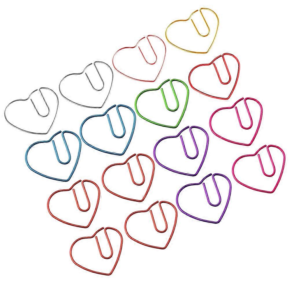 Colorful Metal Paper Clip for Organization Use Assorted Color Heart Shaped Bookmark Folder 30 Pieces