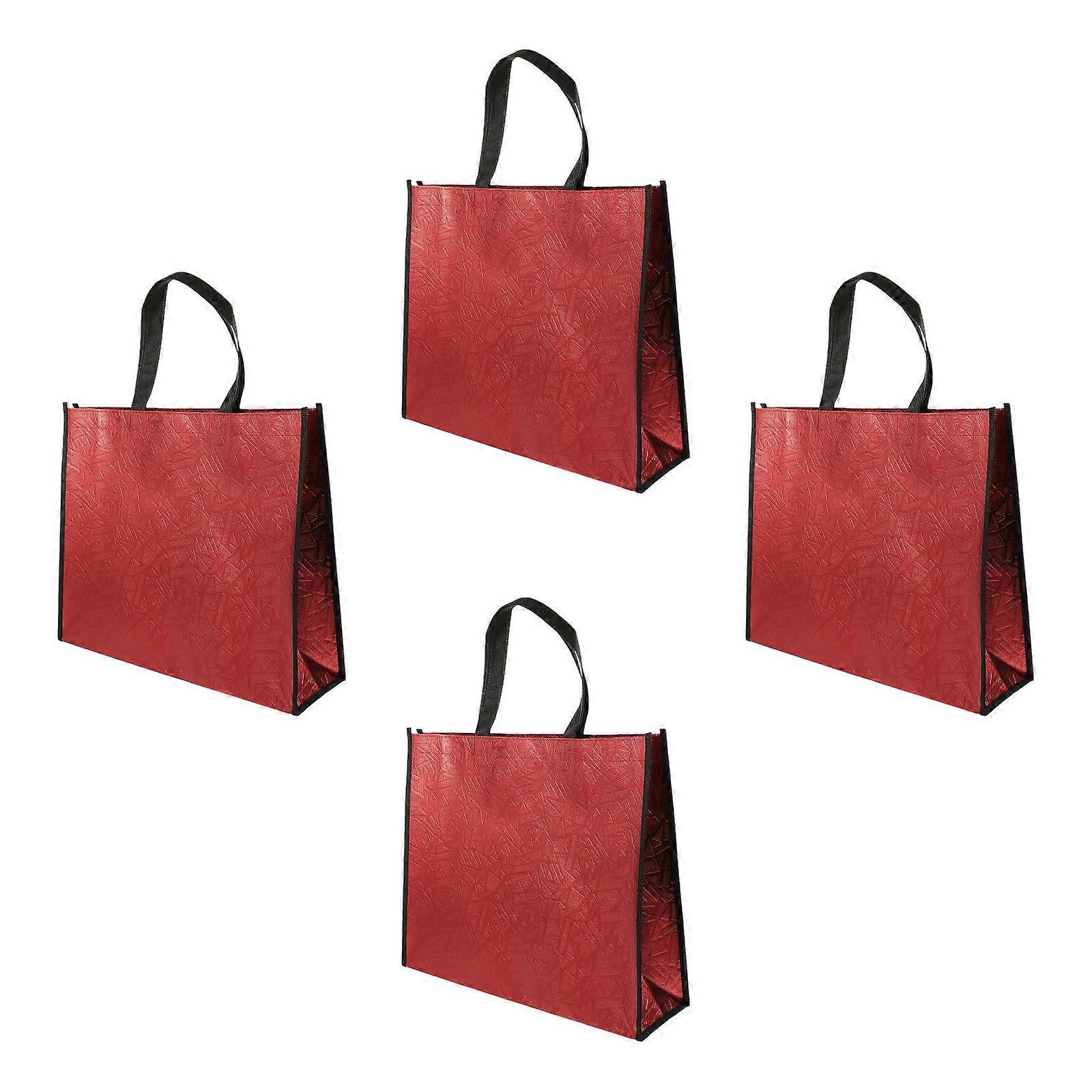 4pcs Reusable Non Woven Grocery Tote Bags with Handles for Shopping, Picnic & Outdoor Use