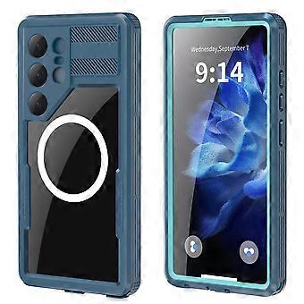 REDPEPPER For Samsung Galaxy S25 Ultra IP68 Waterproof Magnetic Case Clear Phone Cover - Lake Blue+C