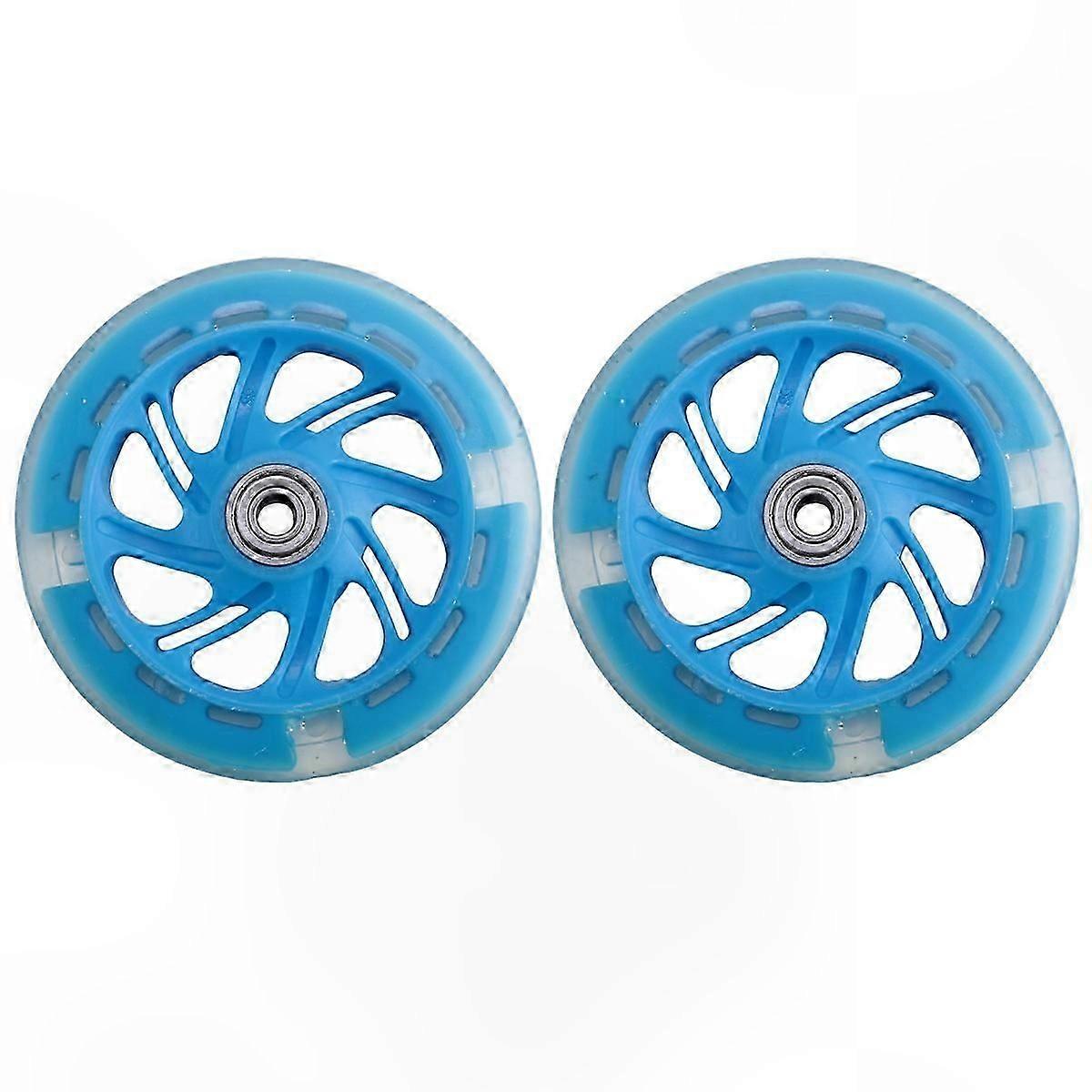 LED Flashing Wheels with Bearings, 120mm, Blue, Front/Rear-Compatible Pair