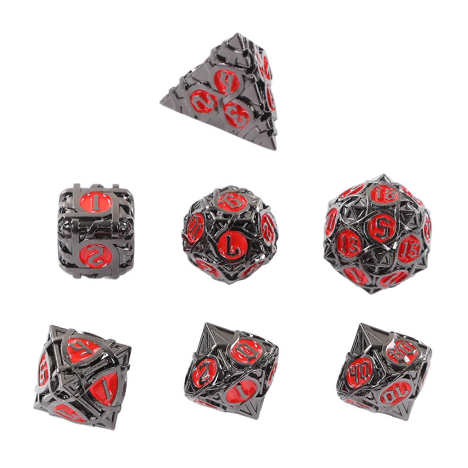 7pcs Solid Dice Kit Zinc Alloy Rolling Swirl Polyhedral Dices Toy for Gaming Math Teaching