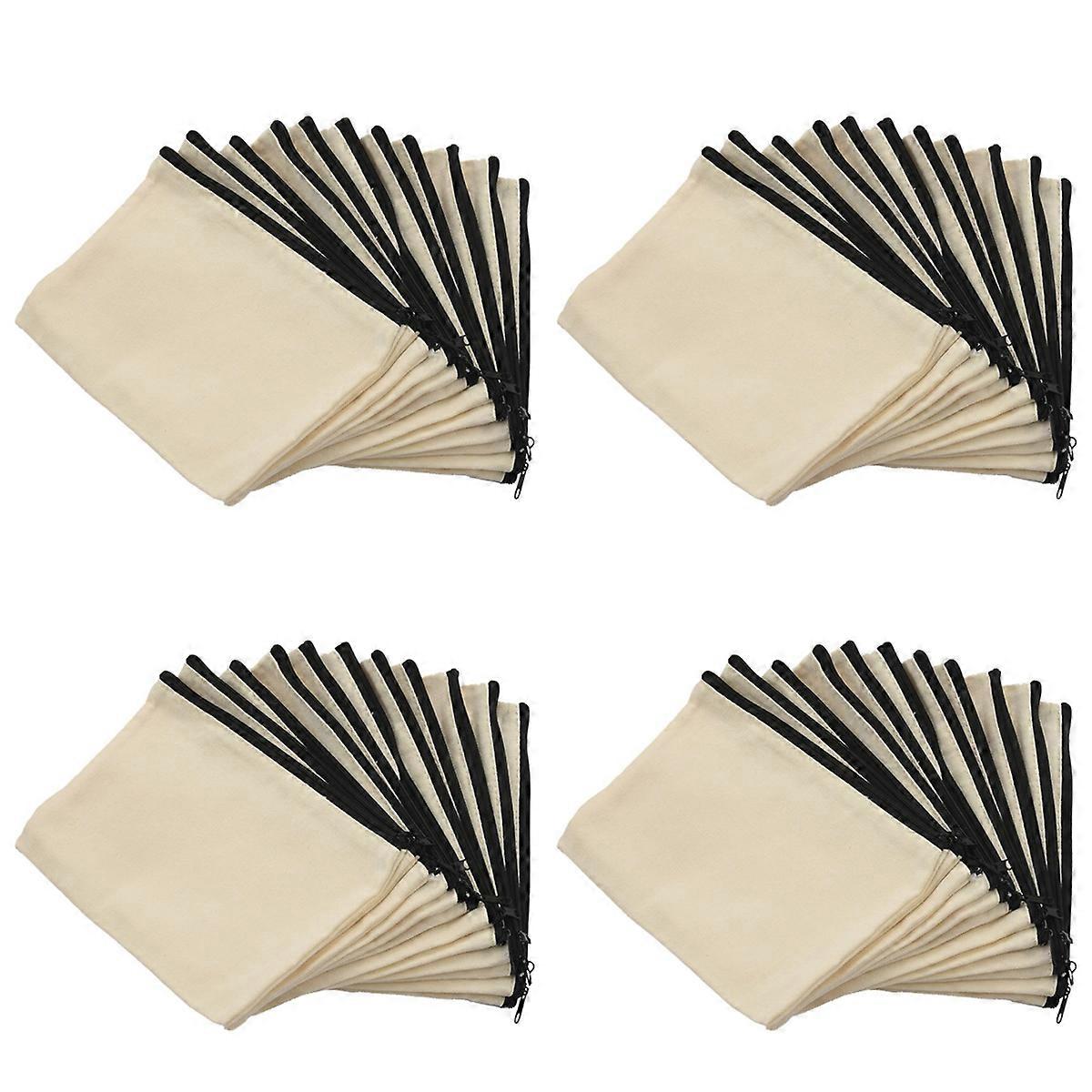 48 Pack Canvas Zipper Bags, Blank DIY Craft Pouches for Travel Cosmetic Makeup Bags, Pencil Case, Pa