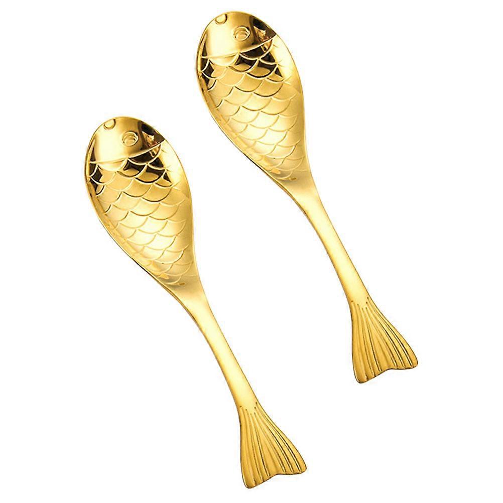 304 Stainless Steel Spoons Unique Creative Design For Tea Time Ergonomic Shape 2Pcs