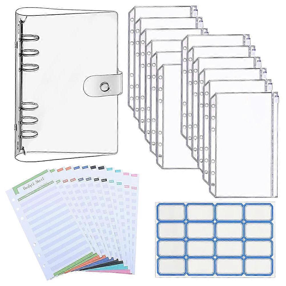 Budget Binder with Zipper Envelopes for Cash and Cards Made of PVC Plastic A6 Size