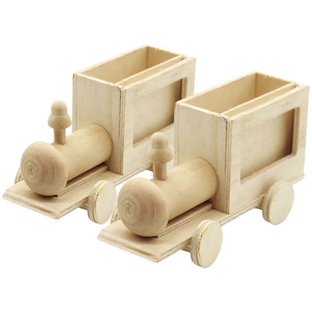 2pcs Unfinished Wood Craft DIY Wood Pen Container Kids Graffiti Pen Container