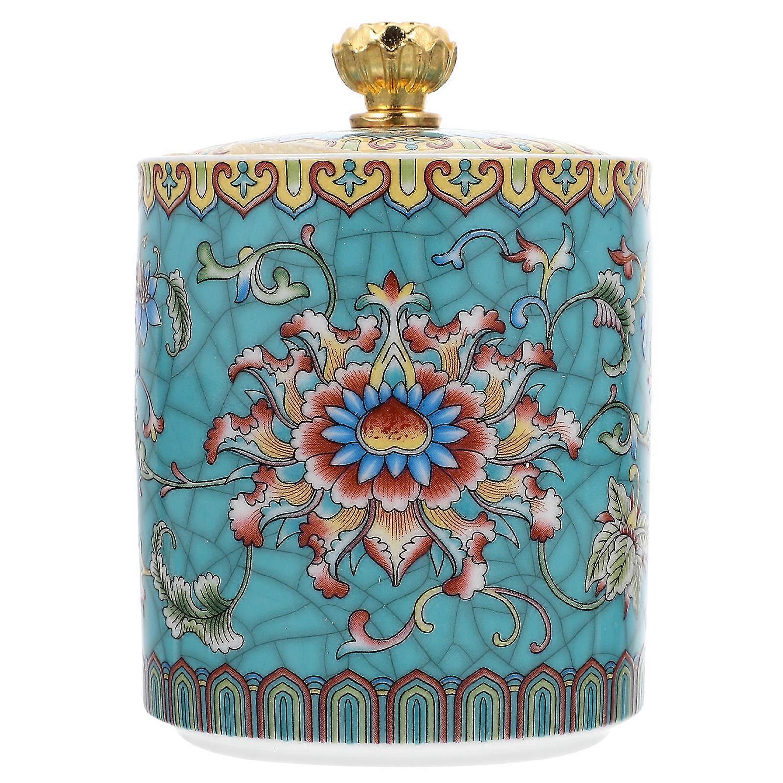 Ceramic Tea Storage Can Round Sealed Storage .4X7.4CM 1Pack For Household Use