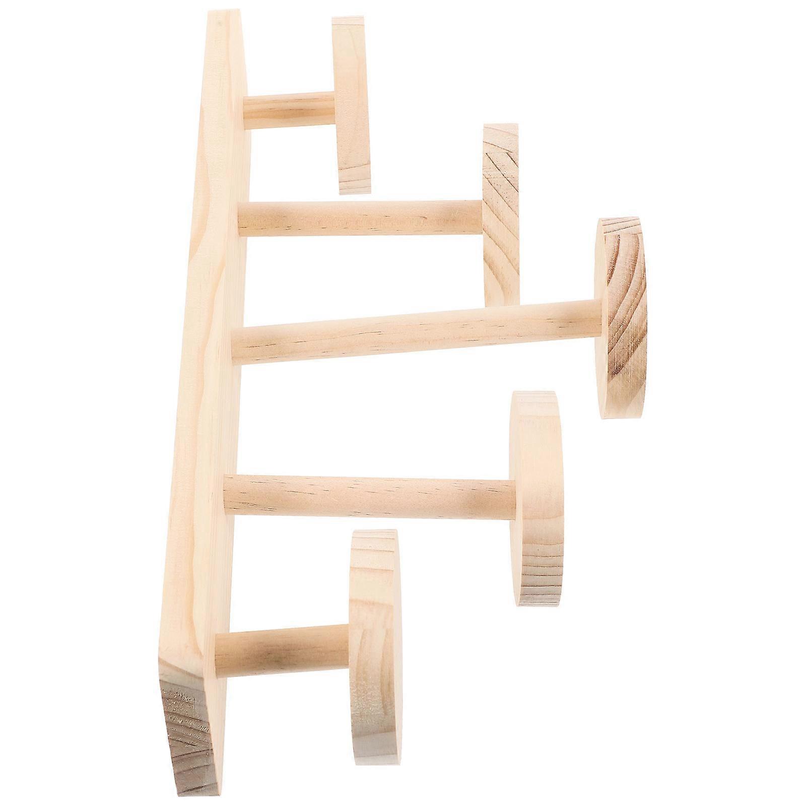 Solid Wood Display Stand Rack Rustic Style Storage Organizer For Small Items Natural Wood 1Set