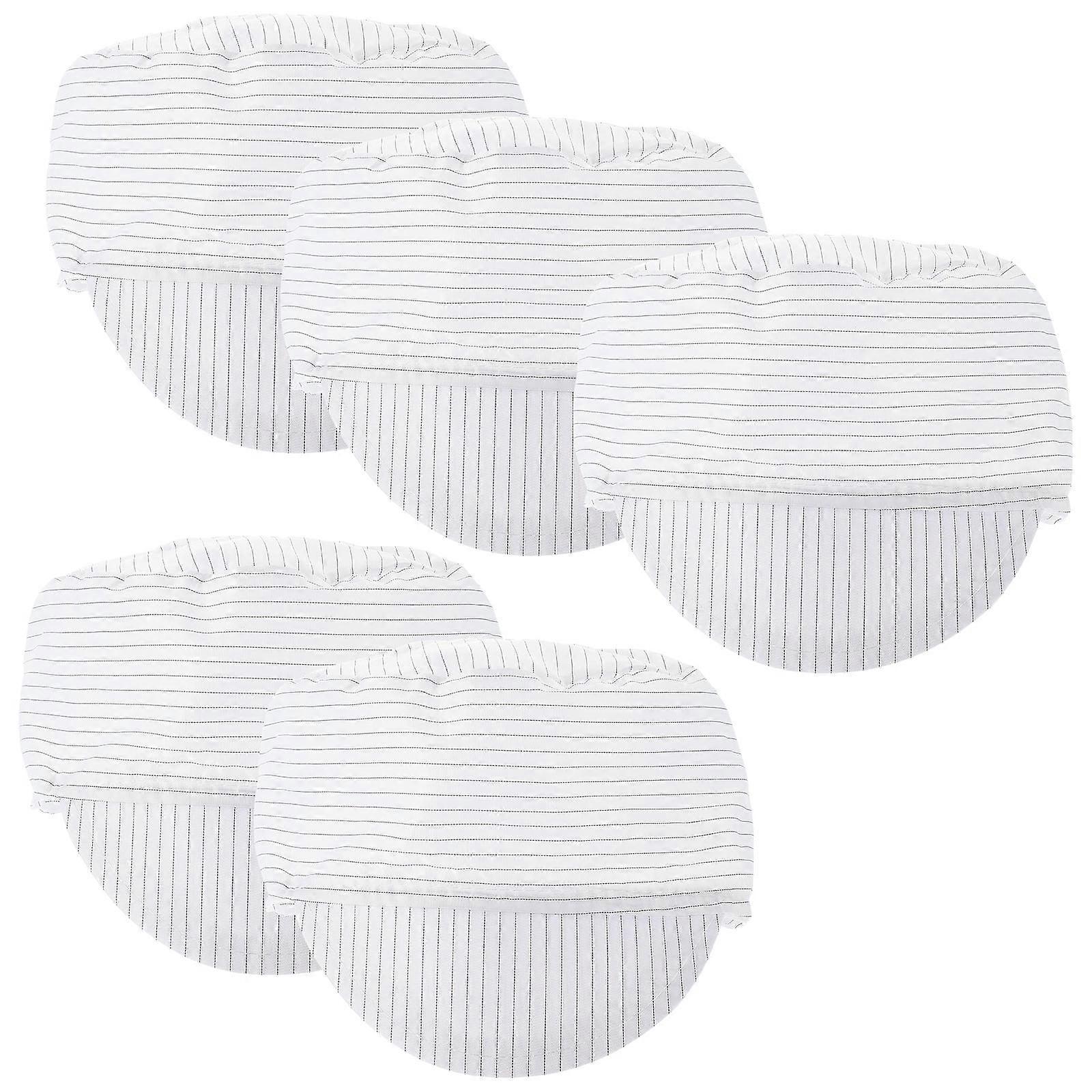 5Pcs Protective Working Cap Designed For Use In Food Factory With Lightweight Breathable Fabric In White Color