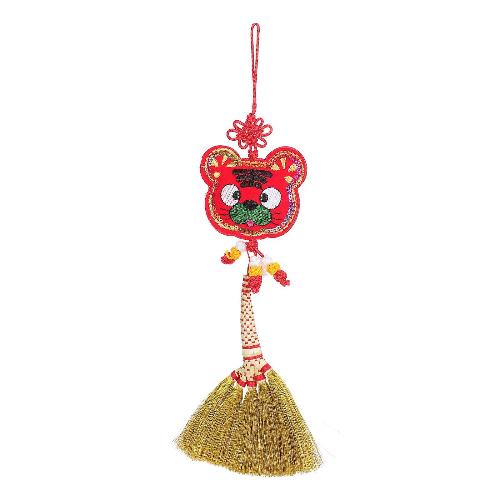 Spring Festival Pendant Broom Hanging Adorn For Year Of Tiger 30x11cm Comfortable Material 1Pack