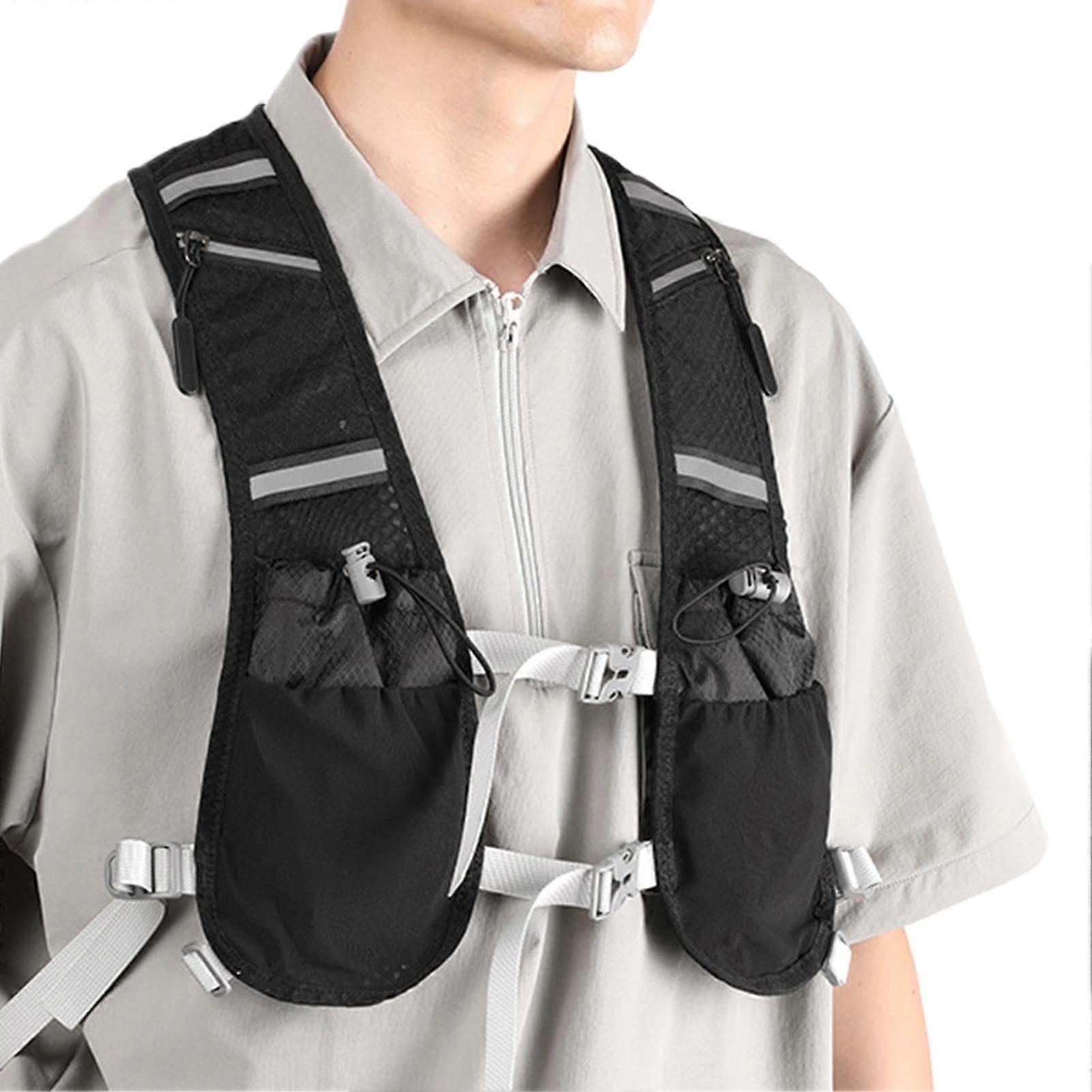 Running Water Vest Hydration Pack for Cycling Hiking Mountaineering, Lightweight Reflective Backpack with Soft Flask Pockets and Phone Holder